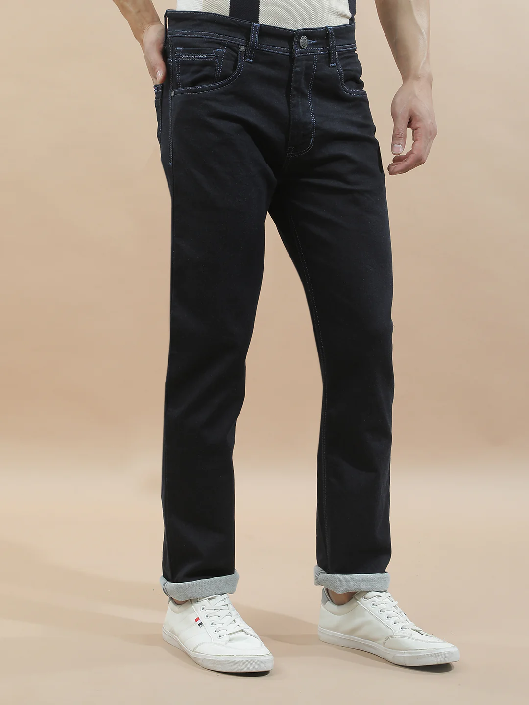 Denim Jeans for Men l Breathable & Soft with Color Fastness Straight Fit Polycotton Fabric Solid Pattern - Image 6
