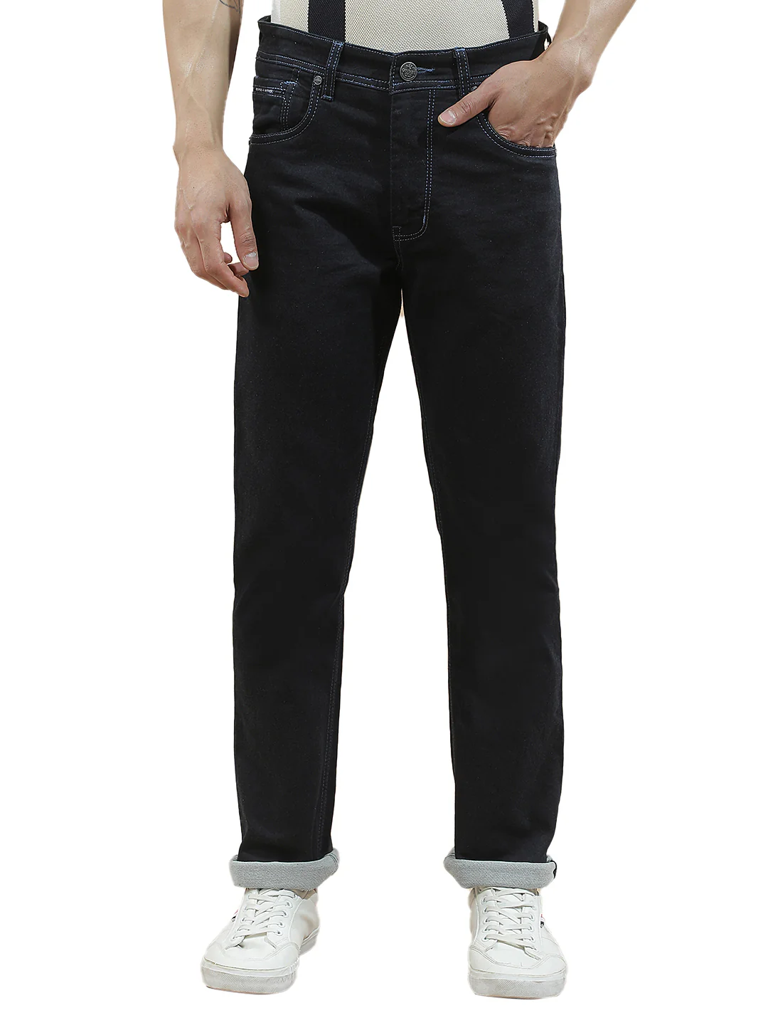 Denim Jeans for Men l Breathable & Soft with Color Fastness Straight Fit Polycotton Fabric Solid Pattern - Image 7