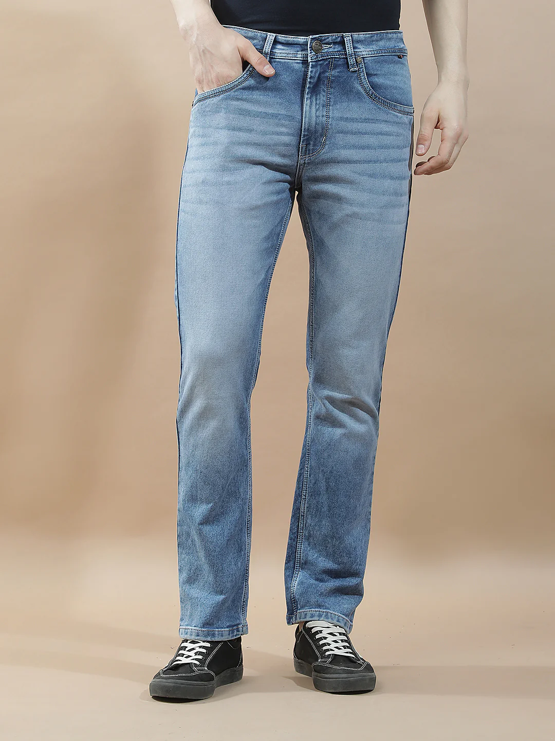 Denim Jeans for Men l Breathable & Soft with Color Fastness Straight Fit Polycotton Fabric Solid Pattern - Image 4