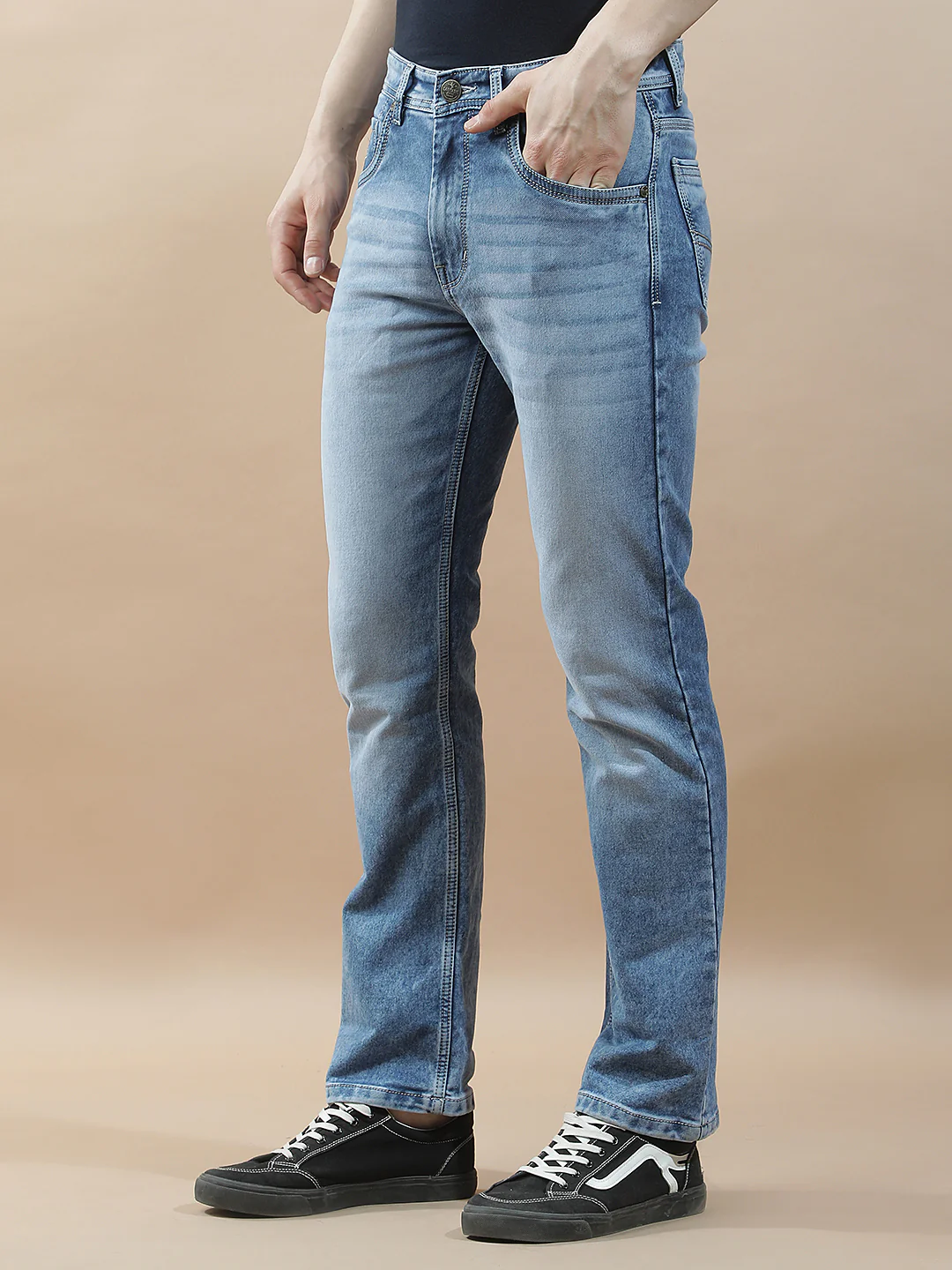 Denim Jeans for Men l Breathable & Soft with Color Fastness Straight Fit Polycotton Fabric Solid Pattern - Image 5