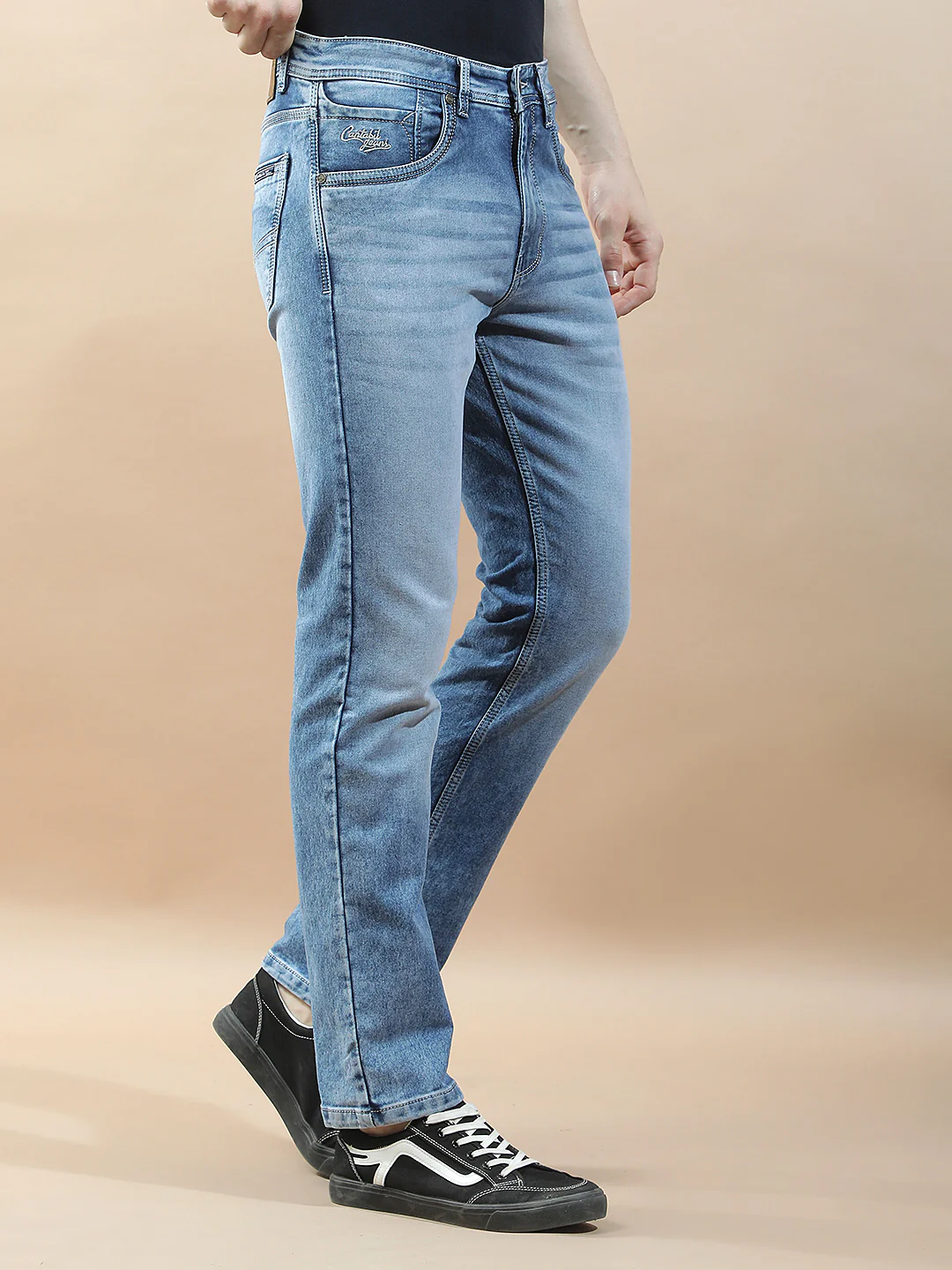 Denim Jeans for Men l Breathable & Soft with Color Fastness Straight Fit Polycotton Fabric Solid Pattern - Image 6