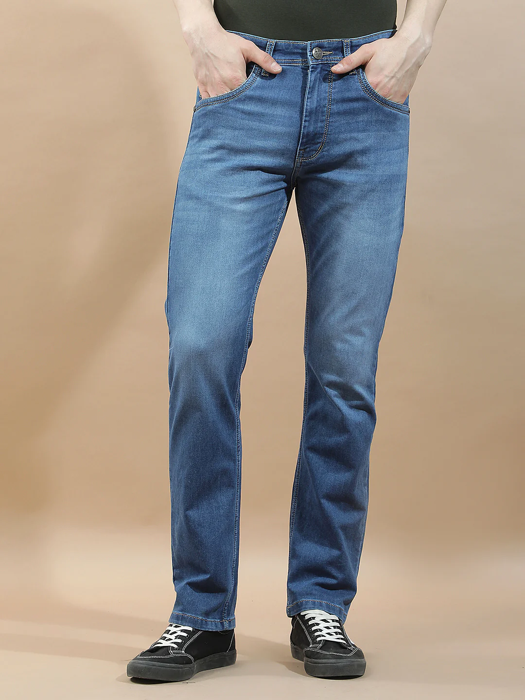 Denim Jeans for Men l Breathable & Soft with Color Fastness Straight Fit Polycotton Fabric Solid Pattern - Image 4