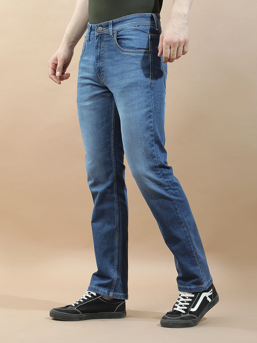 Denim Jeans for Men l Breathable & Soft with Color Fastness Straight Fit Polycotton Fabric Solid Pattern - Image 5