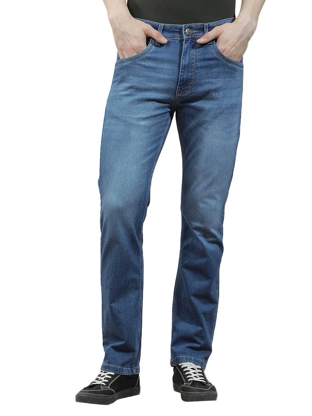 Denim Jeans for Men l Breathable & Soft with Color Fastness Straight Fit Polycotton Fabric Solid Pattern - Image 7