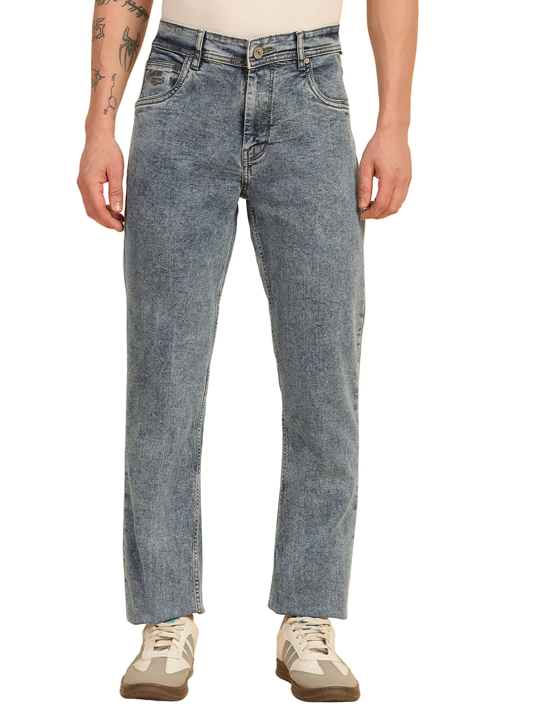 Denim Jeans for Men | Breathable & Soft with Color Fastness Ultra Narrow Fit Cotton Blend Fabric Solid Pattern Button Closure - Image 2