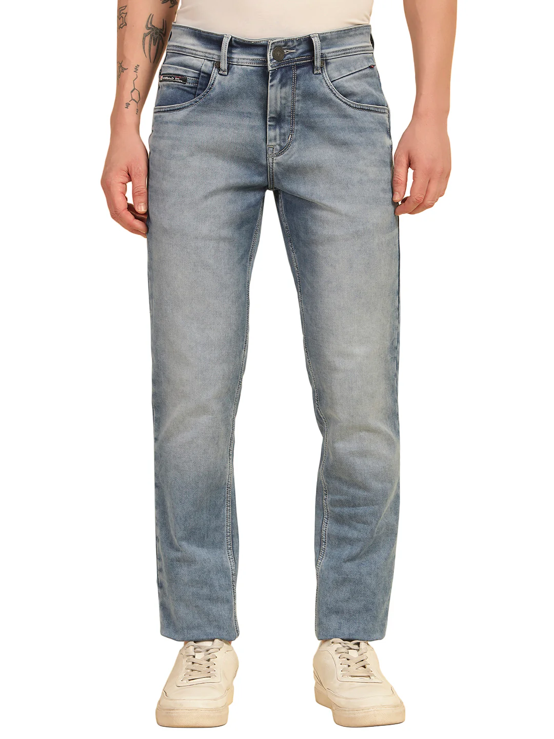 Denim Jeans for Men | Breathable & Soft with Color Fastness Ultra Narrow Fit Cotton Blend Fabric Solid Pattern Button Closure - Image 2