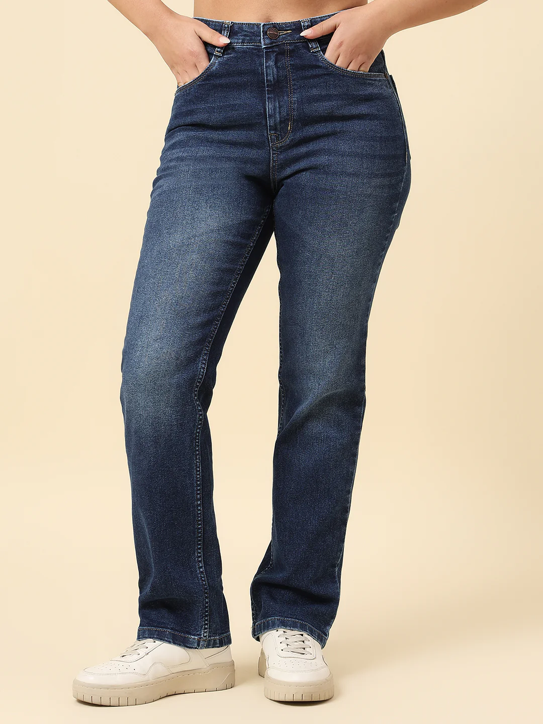 Denim Jeans for Women | Breathable & Soft with Color Fastness Straight Fit Cotton Blend Fabric Solid Pattern Button Closure - Image 2