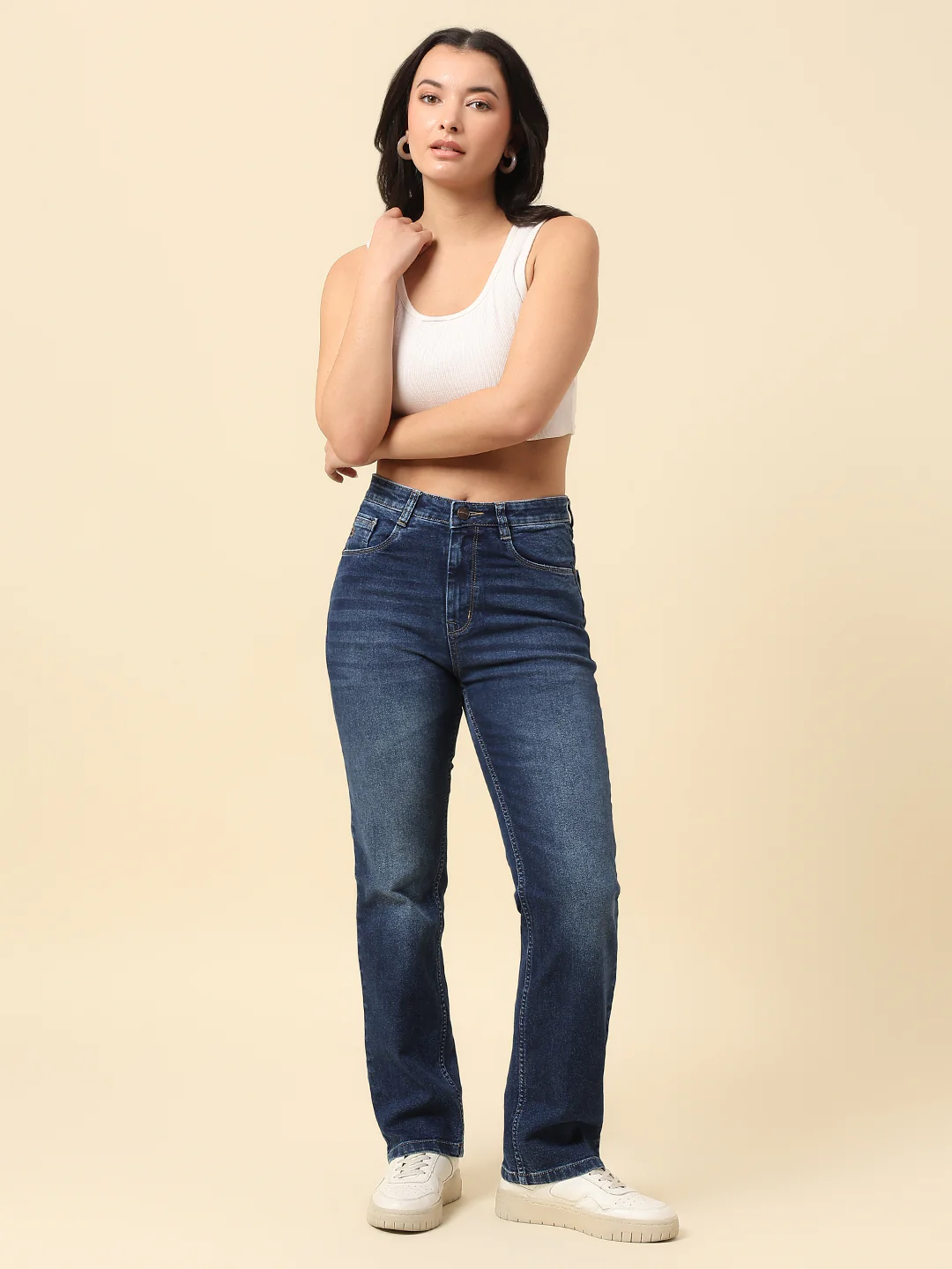 Denim Jeans for Women | Breathable & Soft with Color Fastness Straight Fit Cotton Blend Fabric Solid Pattern Button Closure - Image 7