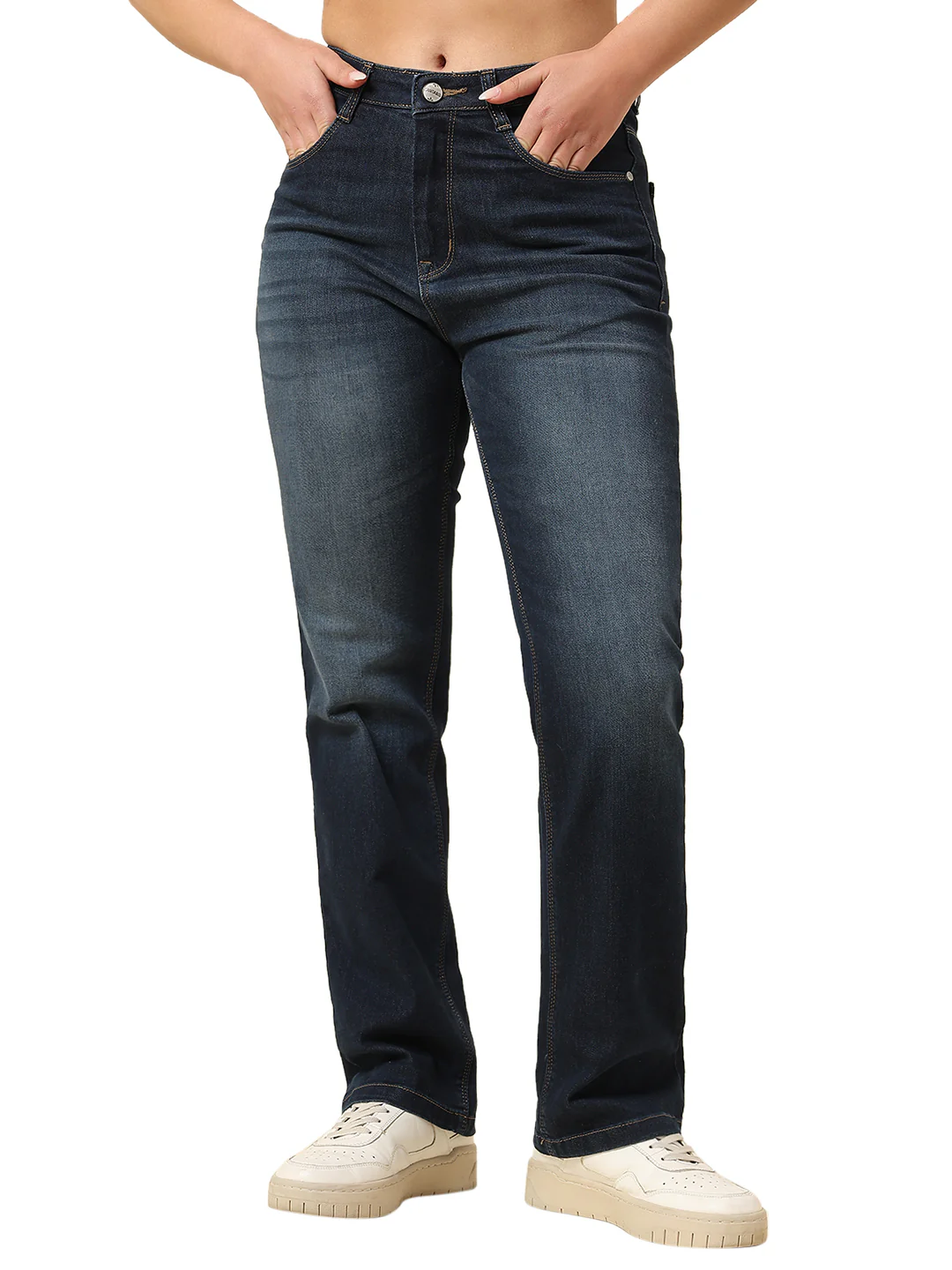 Denim Jeans for Women | Breathable & Soft with Color Fastness Straight Fit Cotton Blend Fabric Solid Pattern Button Closure - Image 8