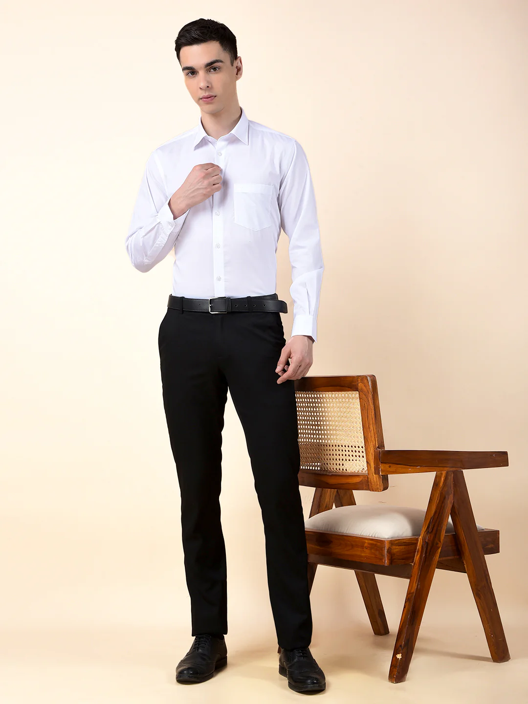 Formal Shirt for Men | Breathable & Soft with Color Fastness Regular Cotton Fabric Solid Pattern - Image 9