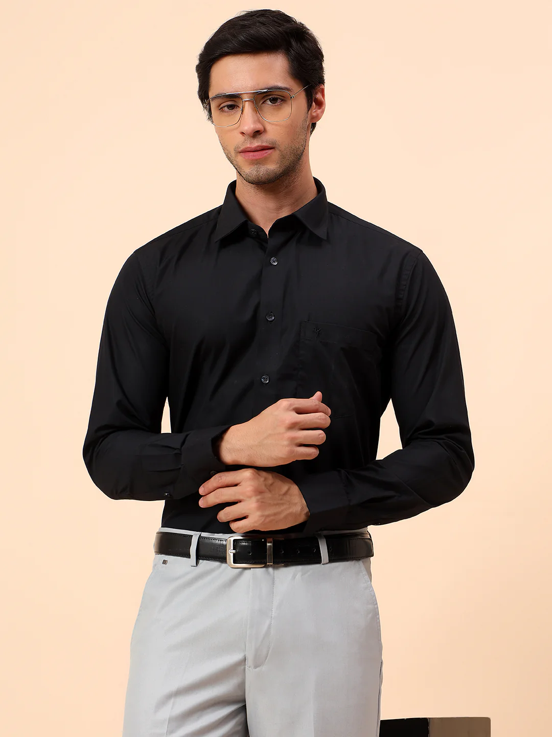 Formal Shirt for Men | Breathable & Soft with Color Fastness Regular Fit Cotton Blend Fabric Solid Pattern - Image 2