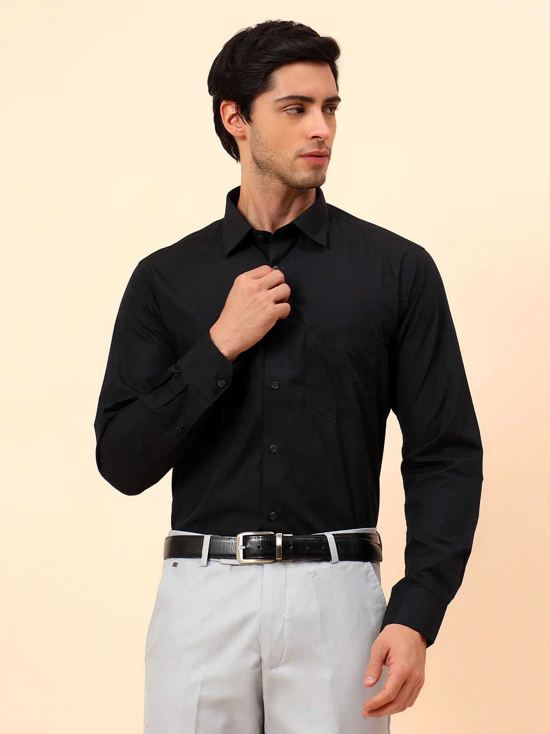 Formal Shirt for Men | Breathable & Soft with Color Fastness Regular Fit Cotton Blend Fabric Solid Pattern - Image 3