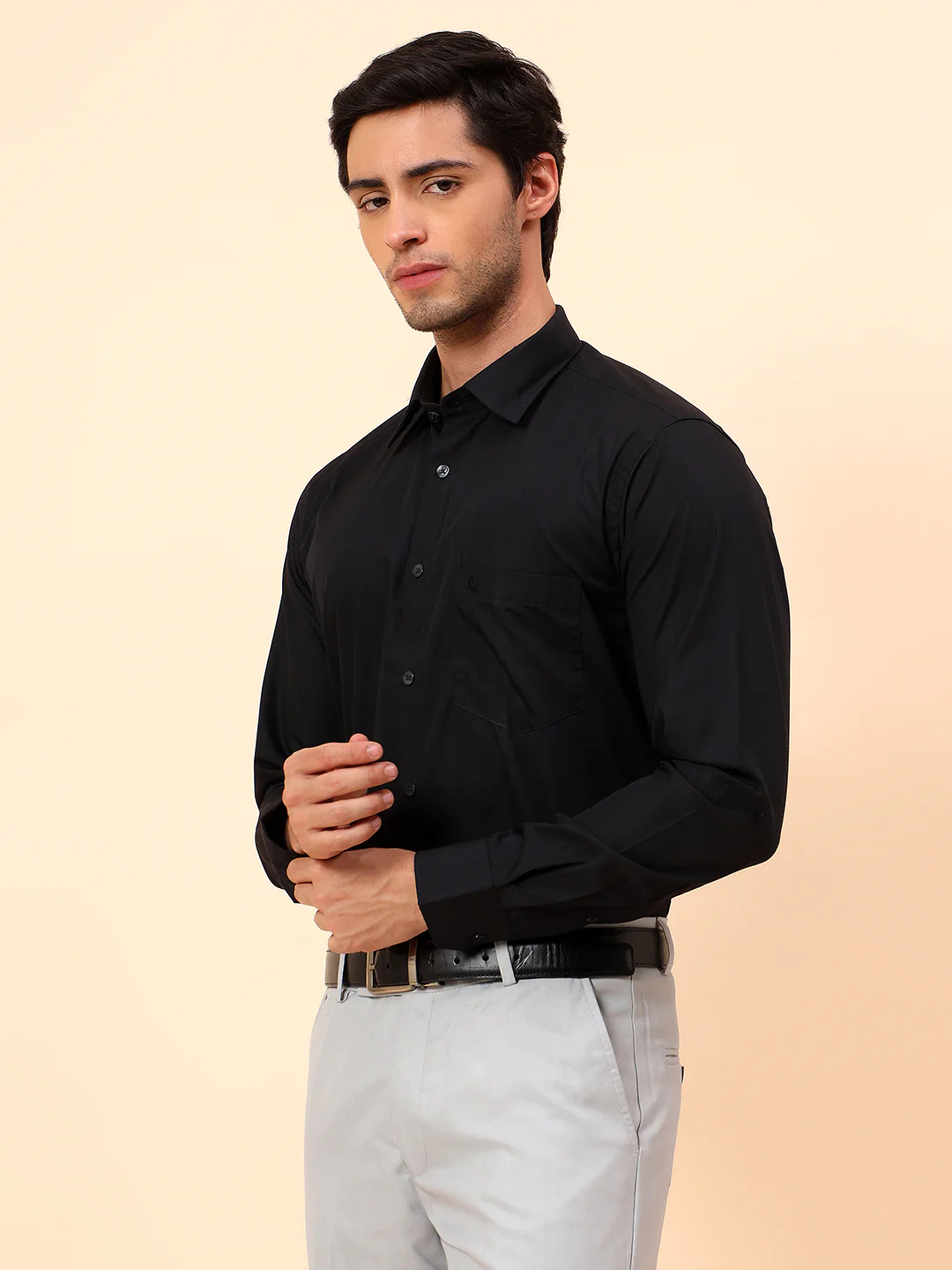 Formal Shirt for Men | Breathable & Soft with Color Fastness Regular Fit Cotton Blend Fabric Solid Pattern - Image 4