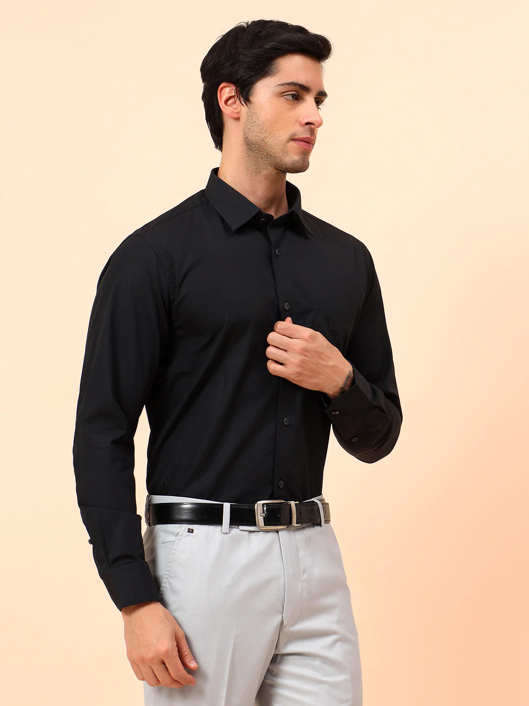 Formal Shirt for Men | Breathable & Soft with Color Fastness Regular Fit Cotton Blend Fabric Solid Pattern - Image 5