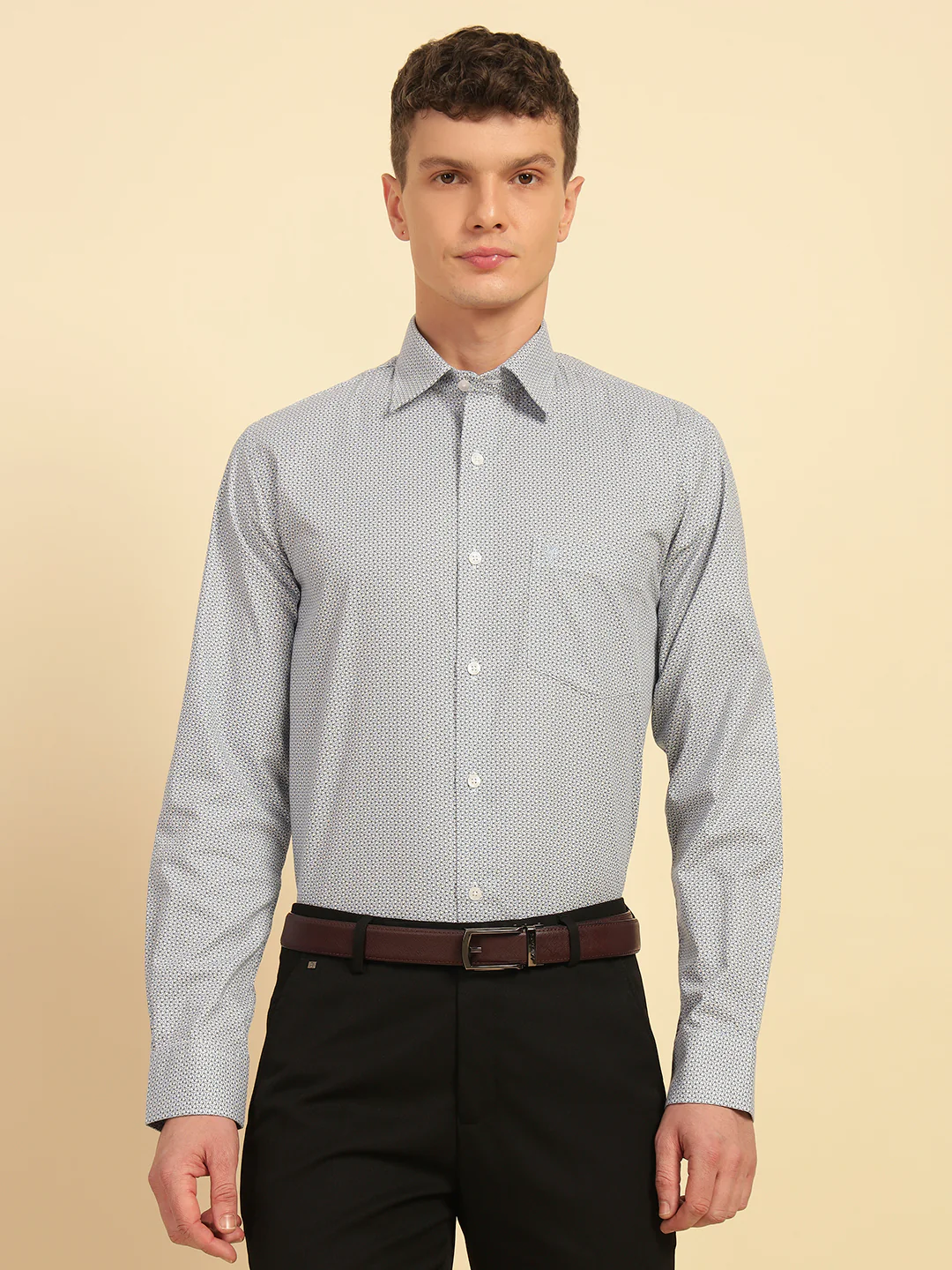 Formal Shirt for Men | Breathable & Soft with Color Fastness Regular Fit Cotton Fabric Printed Pattern - Image 3