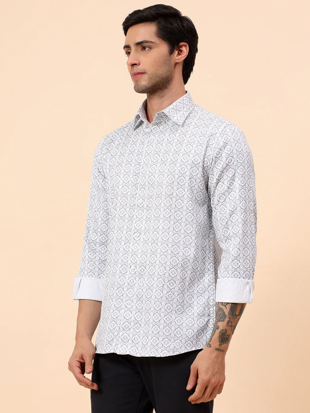 Formal Shirt for Men | Breathable & Soft with Color Fastness Regular Fit Cotton Fabric Printed Pattern - Image 4