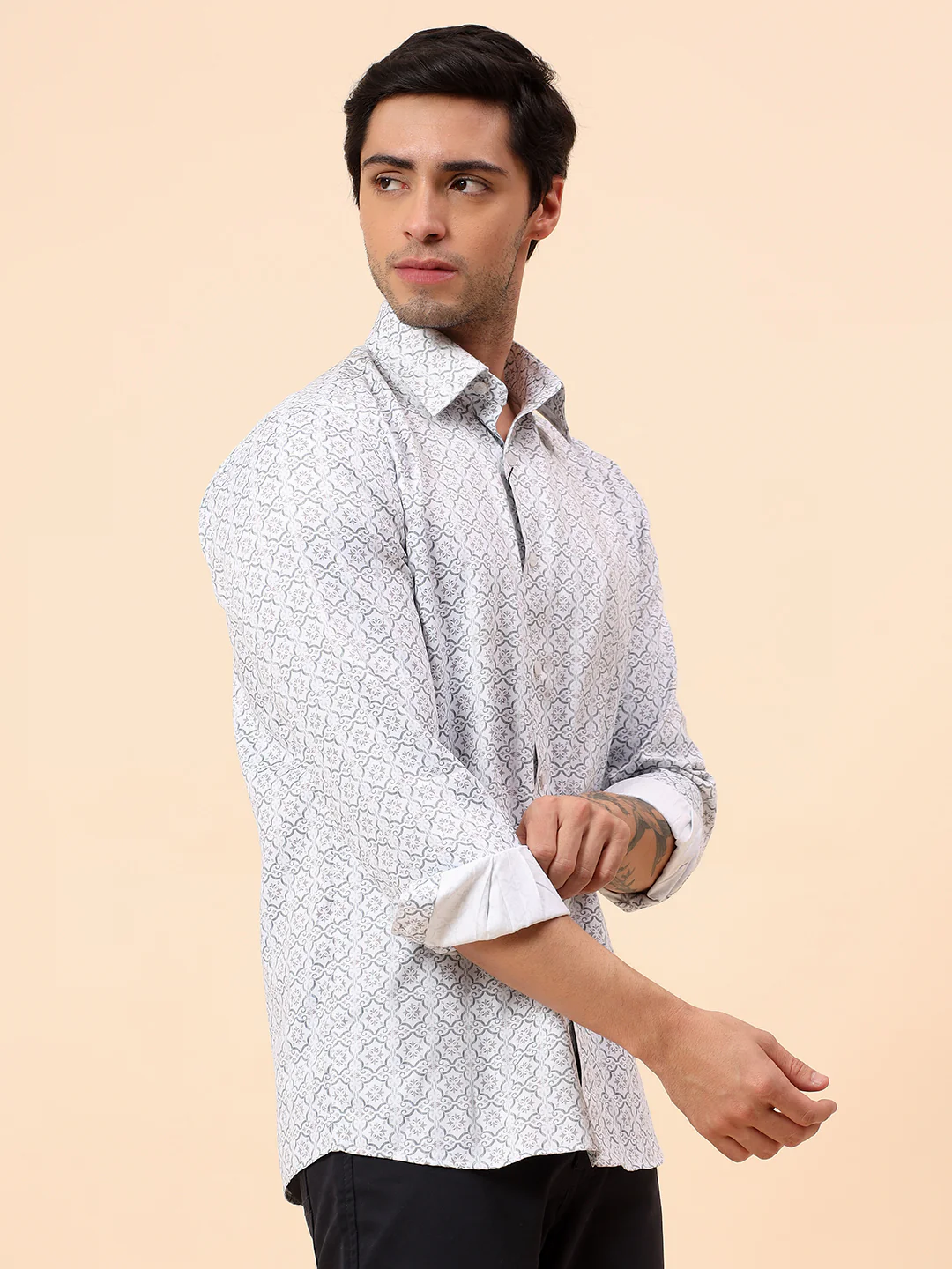 Formal Shirt for Men | Breathable & Soft with Color Fastness Regular Fit Cotton Fabric Printed Pattern - Image 5
