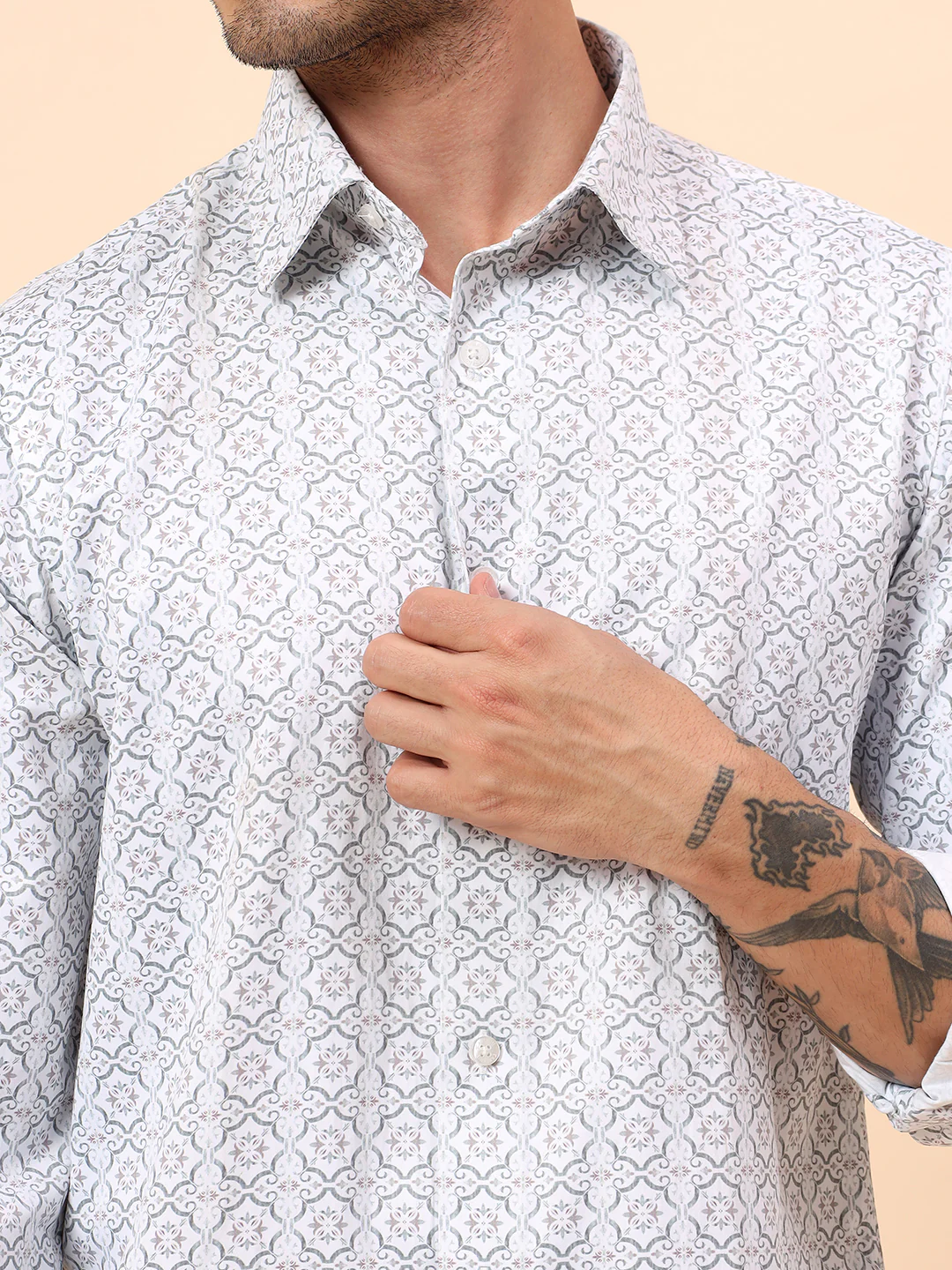 Formal Shirt for Men | Breathable & Soft with Color Fastness Regular Fit Cotton Fabric Printed Pattern - Image 7