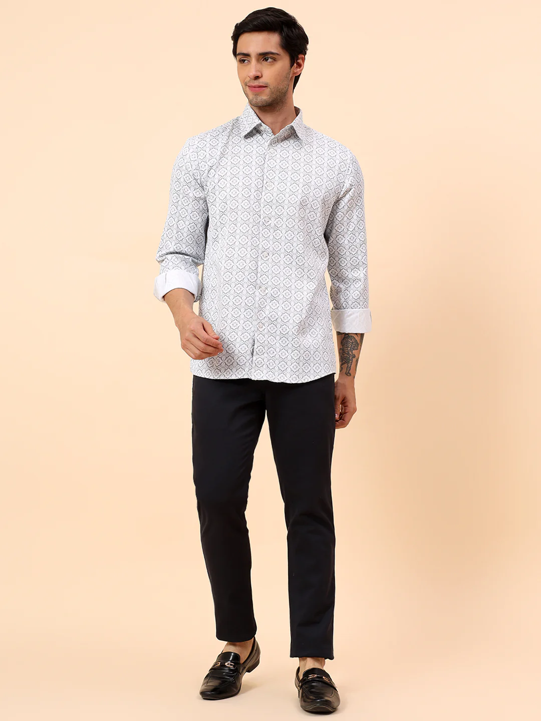 Formal Shirt for Men | Breathable & Soft with Color Fastness Regular Fit Cotton Fabric Printed Pattern - Image 8