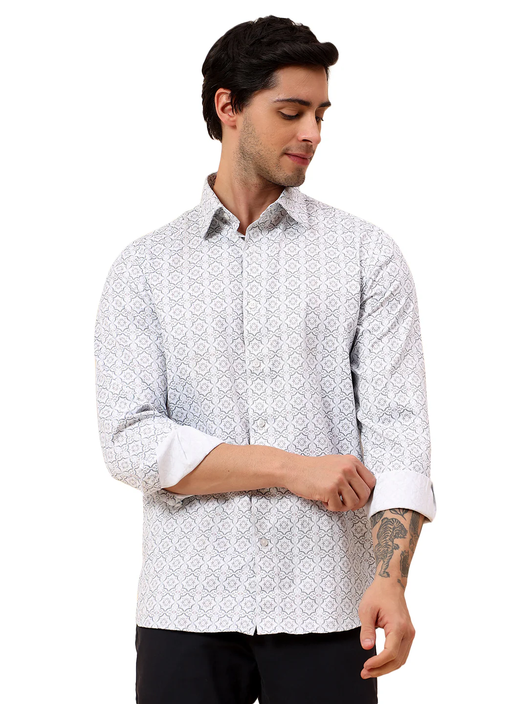 Formal Shirt for Men | Breathable & Soft with Color Fastness Regular Fit Cotton Fabric Printed Pattern - Image 9