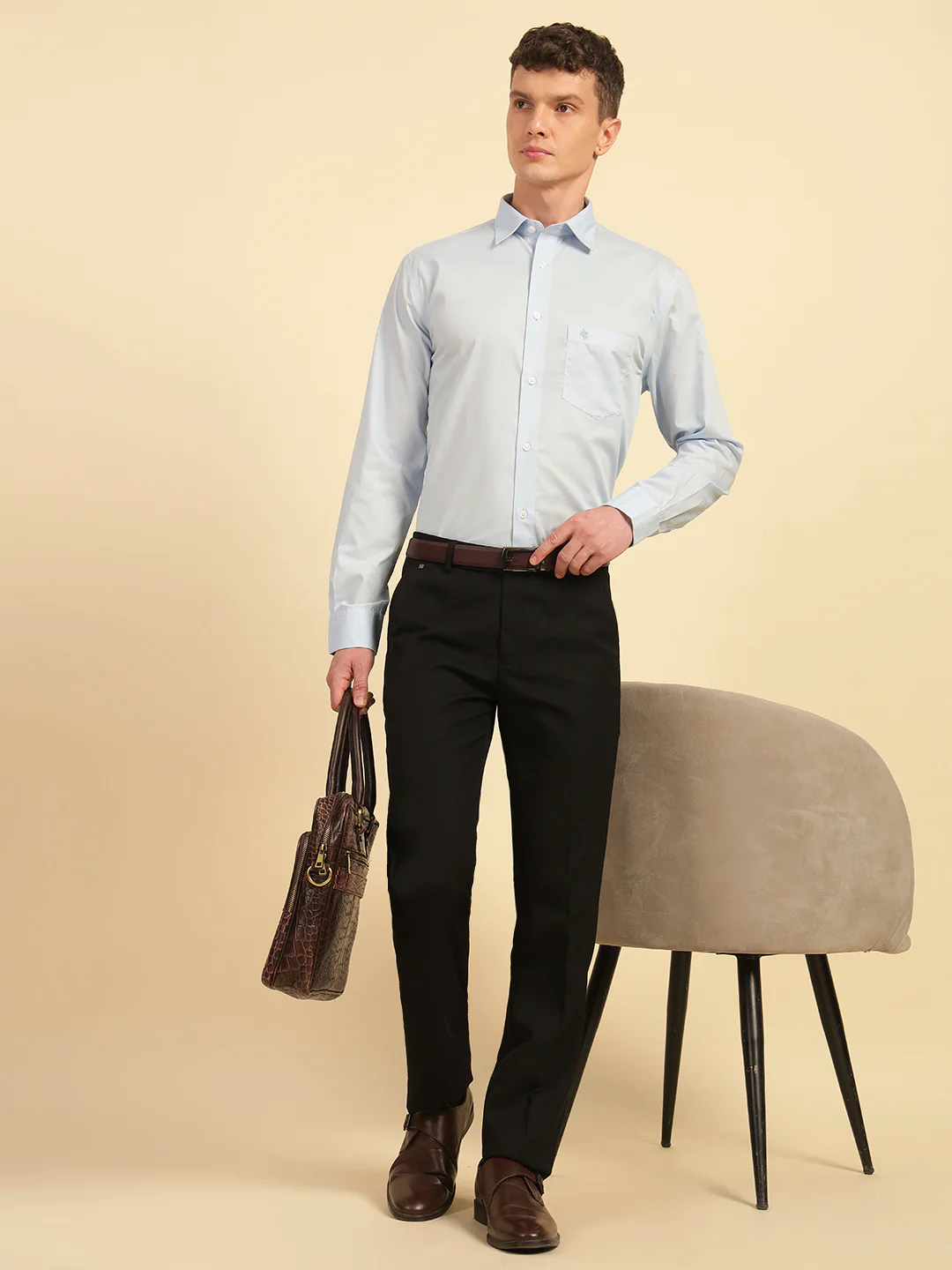 Formal Shirt for Men | Breathable & Soft with Color Fastness Regular Fit Cotton Fabric Solid Pattern - Image 8