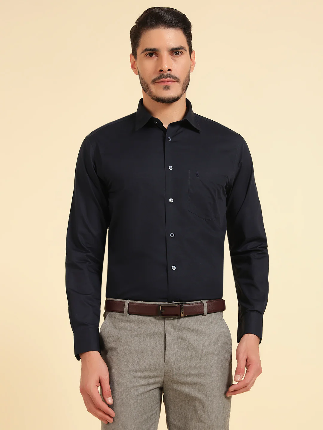 Formal Shirt for Men | Breathable & Soft with Color Fastness Regular Fit Cotton Fabric Solid Pattern - Image 3