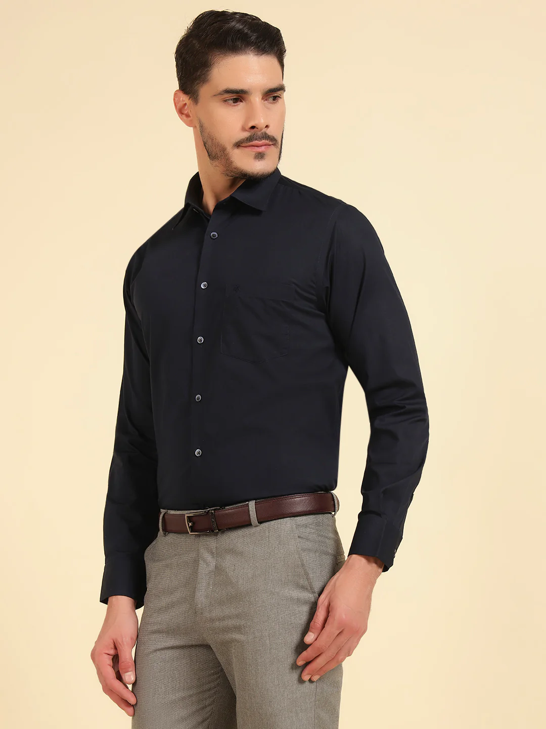 Formal Shirt for Men | Breathable & Soft with Color Fastness Regular Fit Cotton Fabric Solid Pattern - Image 4