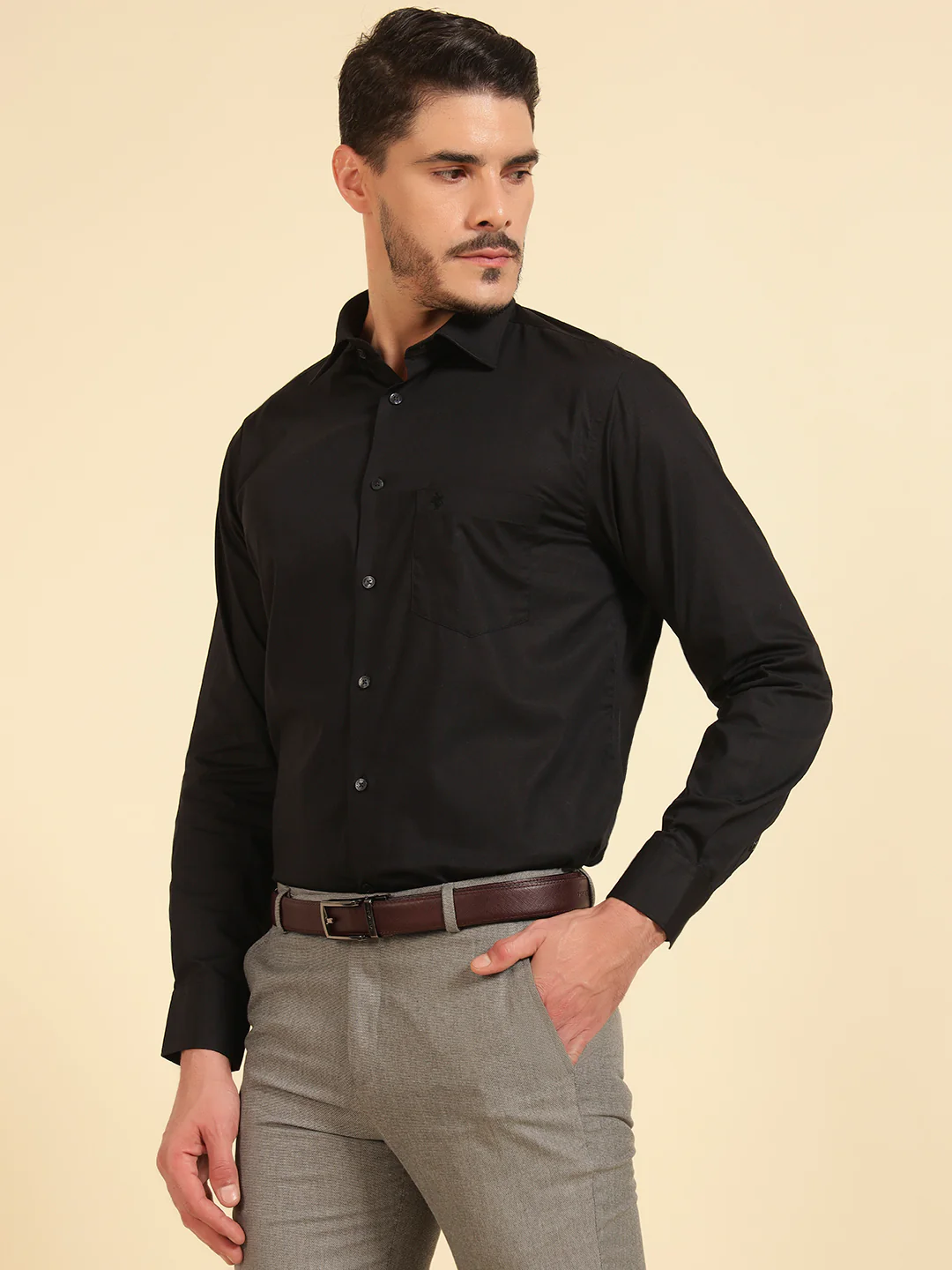 Formal Shirt for Men | Breathable & Soft with Color Fastness Regular Fit Cotton Fabric Solid Pattern - Image 4