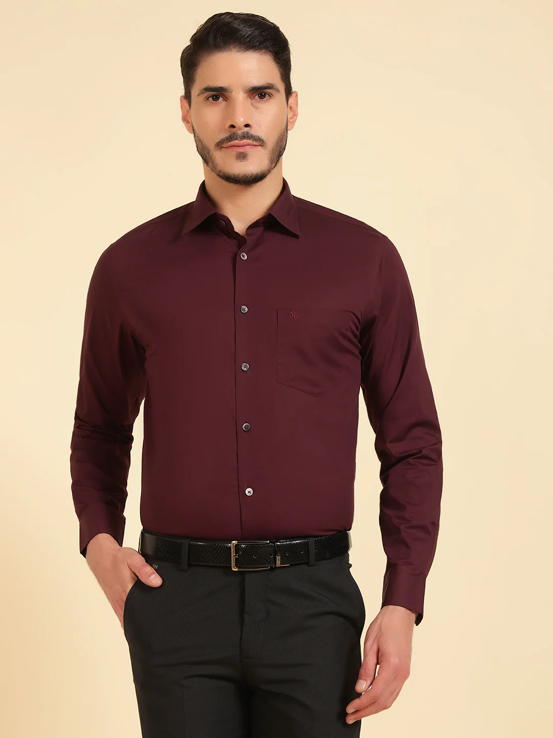 Formal Shirt for Men | Breathable & Soft with Color Fastness Regular Fit Cotton Fabric Solid Pattern - Image 3