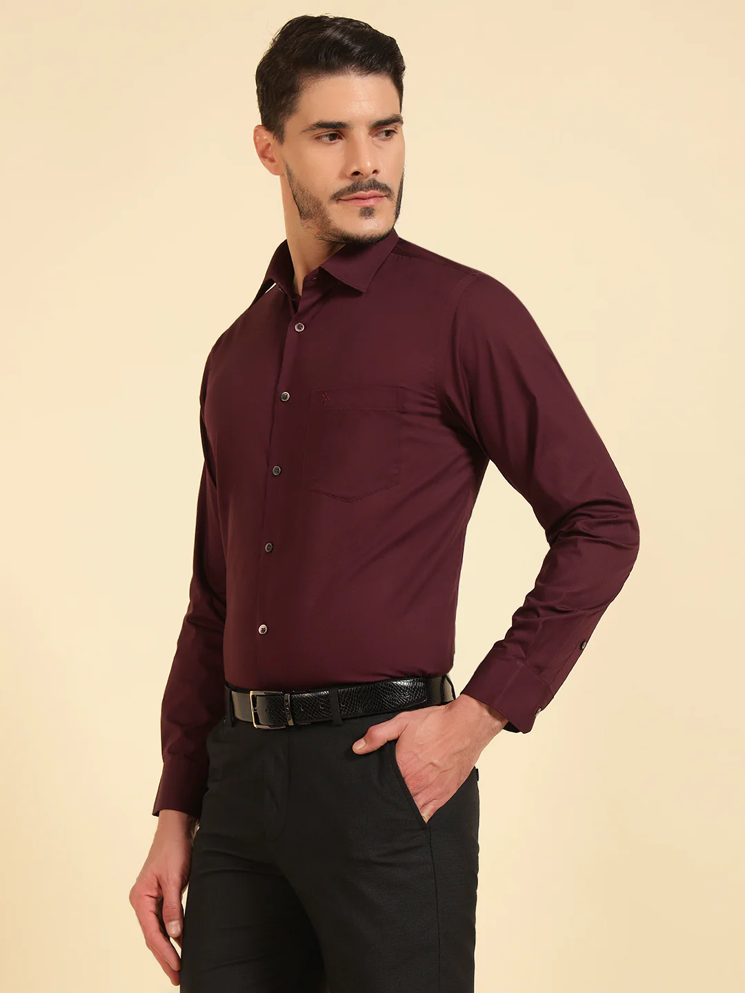 Formal Shirt for Men | Breathable & Soft with Color Fastness Regular Fit Cotton Fabric Solid Pattern - Image 4