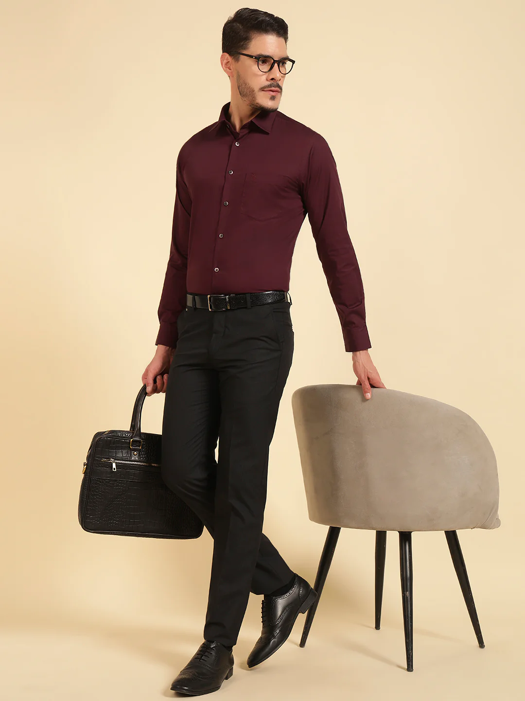 Formal Shirt for Men | Breathable & Soft with Color Fastness Regular Fit Cotton Fabric Solid Pattern - Image 9
