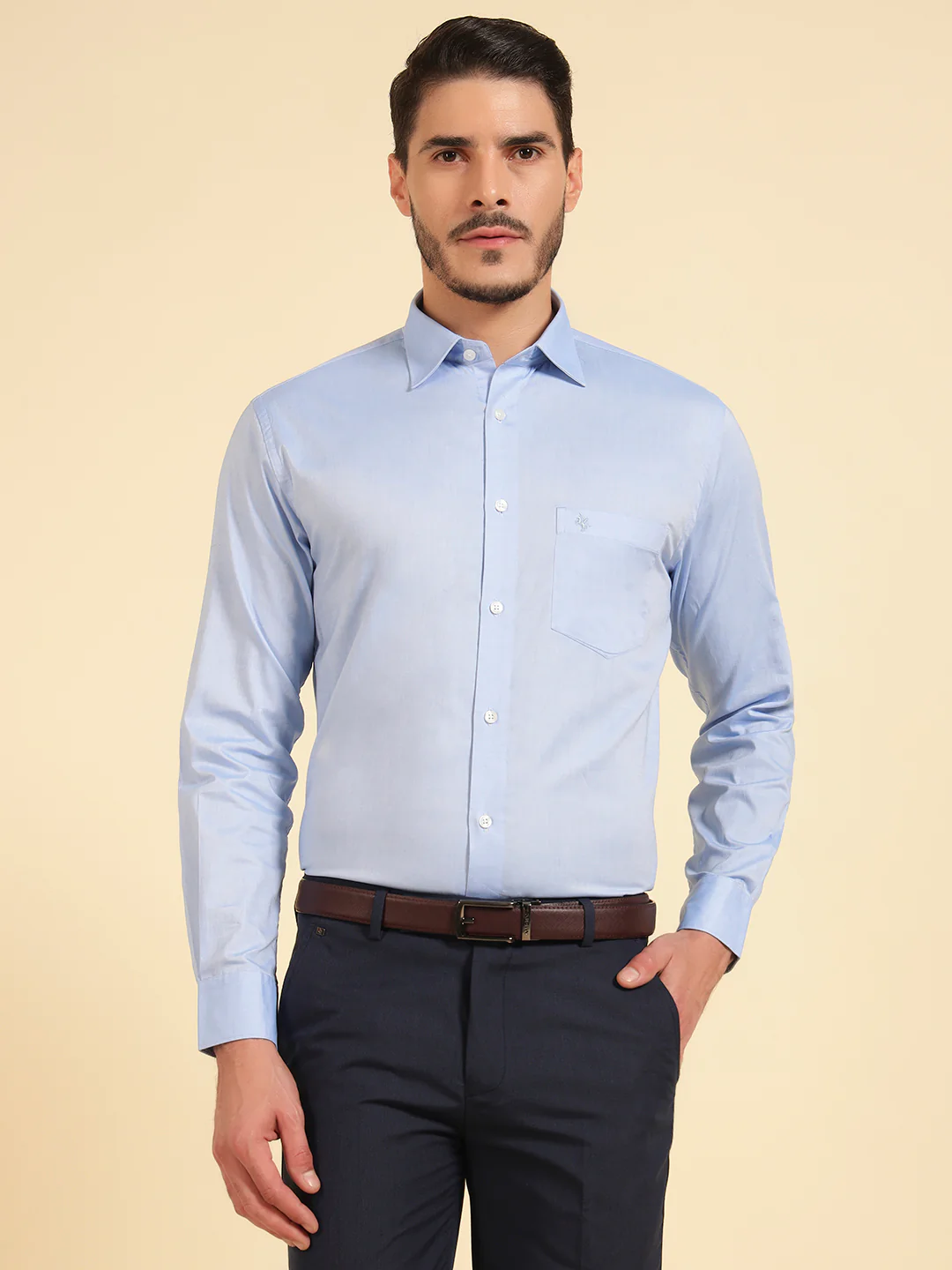 Formal Shirt for Men | Breathable & Soft with Color Fastness Regular Fit Cotton Fabric Solid Pattern - Image 3