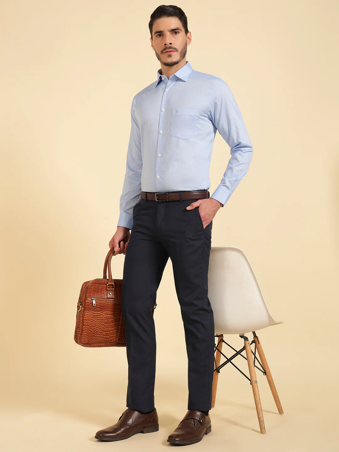 Formal Shirt for Men | Breathable & Soft with Color Fastness Regular Fit Cotton Fabric Solid Pattern - Image 8