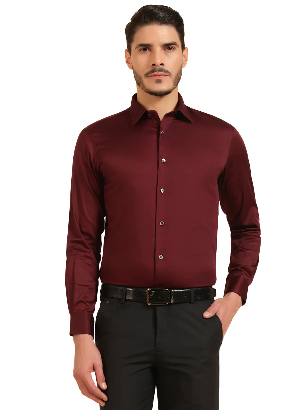 Formal Shirt for Men l Breathable & Soft with Color Fastness Regular Fit Spread Collar Neck Cotton Fabric Solid Pattern - Image 2