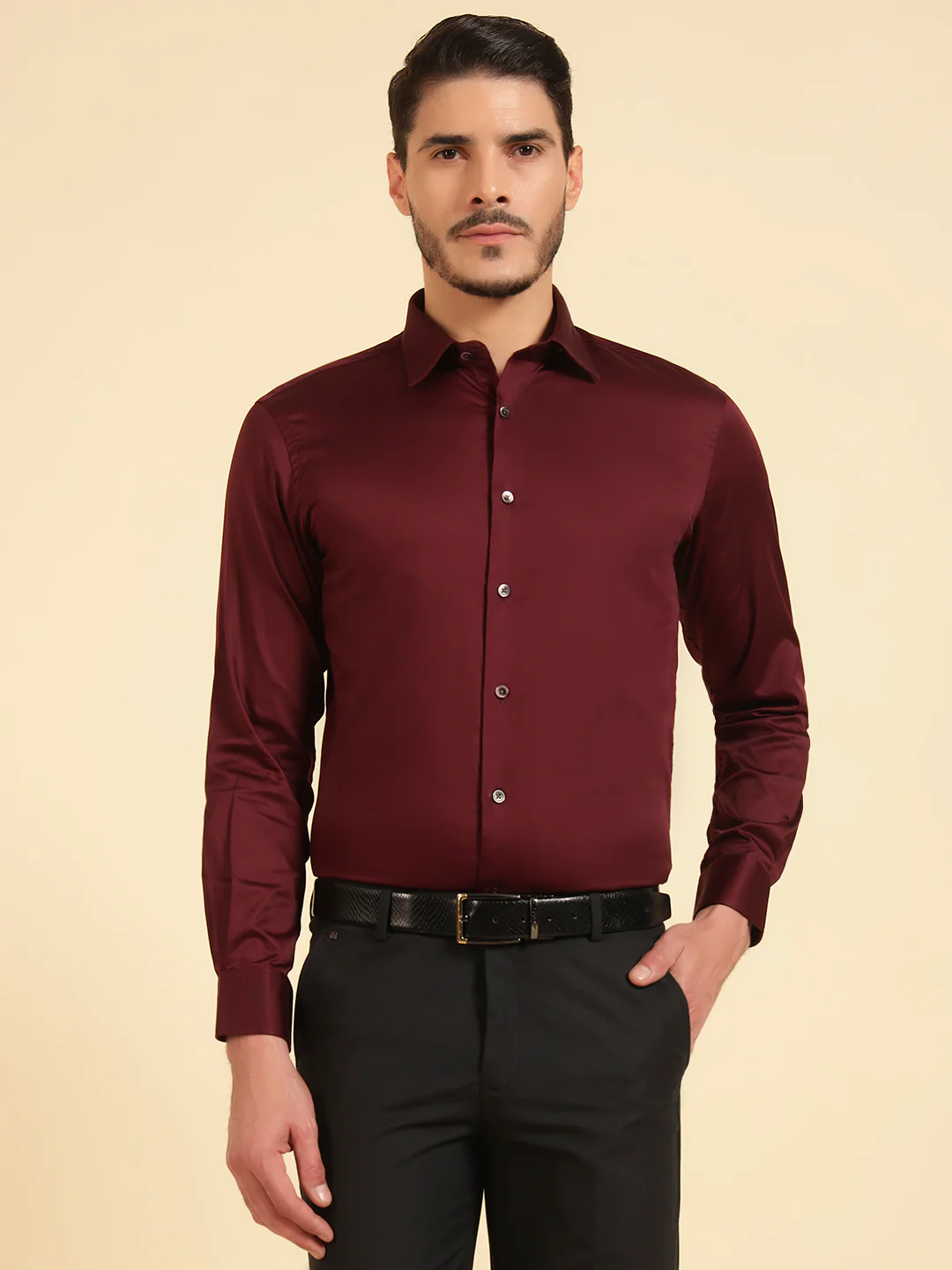 Formal Shirt for Men l Breathable & Soft with Color Fastness Regular Fit Spread Collar Neck Cotton Fabric Solid Pattern - Image 3