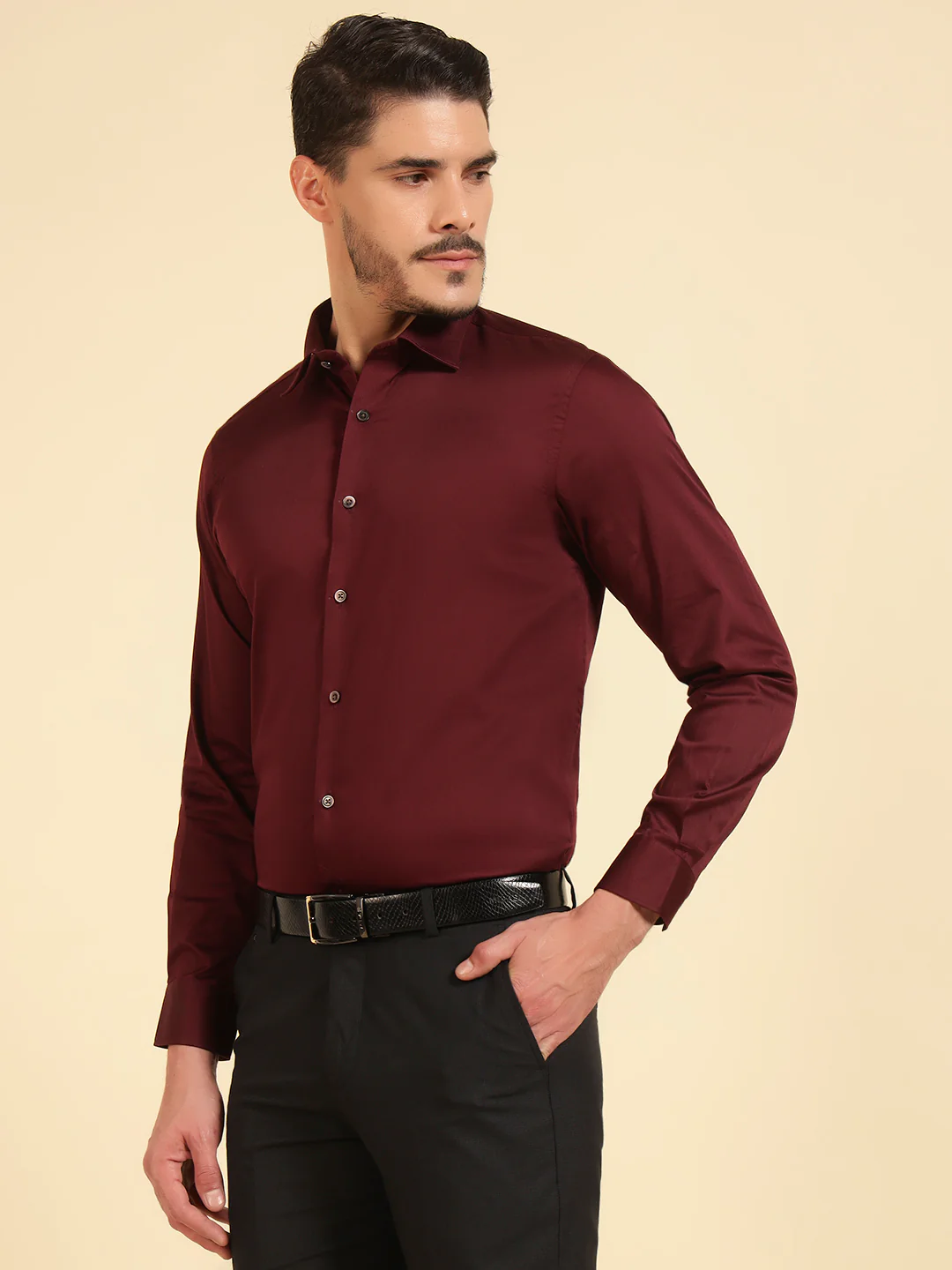 Formal Shirt for Men l Breathable & Soft with Color Fastness Regular Fit Spread Collar Neck Cotton Fabric Solid Pattern - Image 4