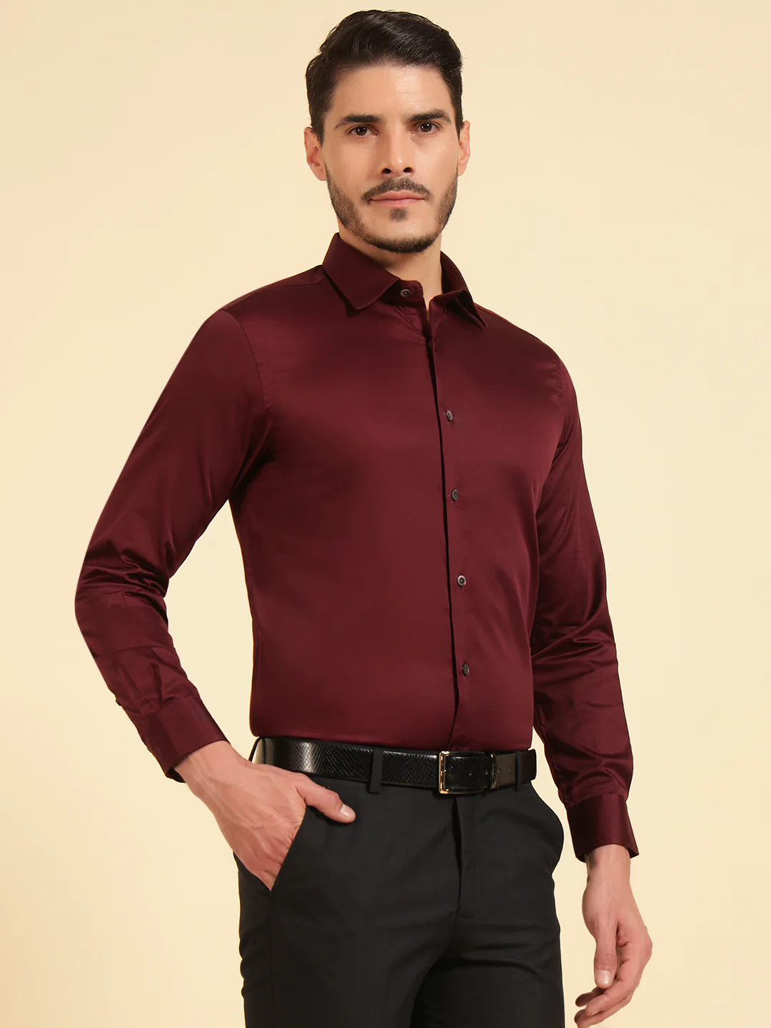 Formal Shirt for Men l Breathable & Soft with Color Fastness Regular Fit Spread Collar Neck Cotton Fabric Solid Pattern - Image 5