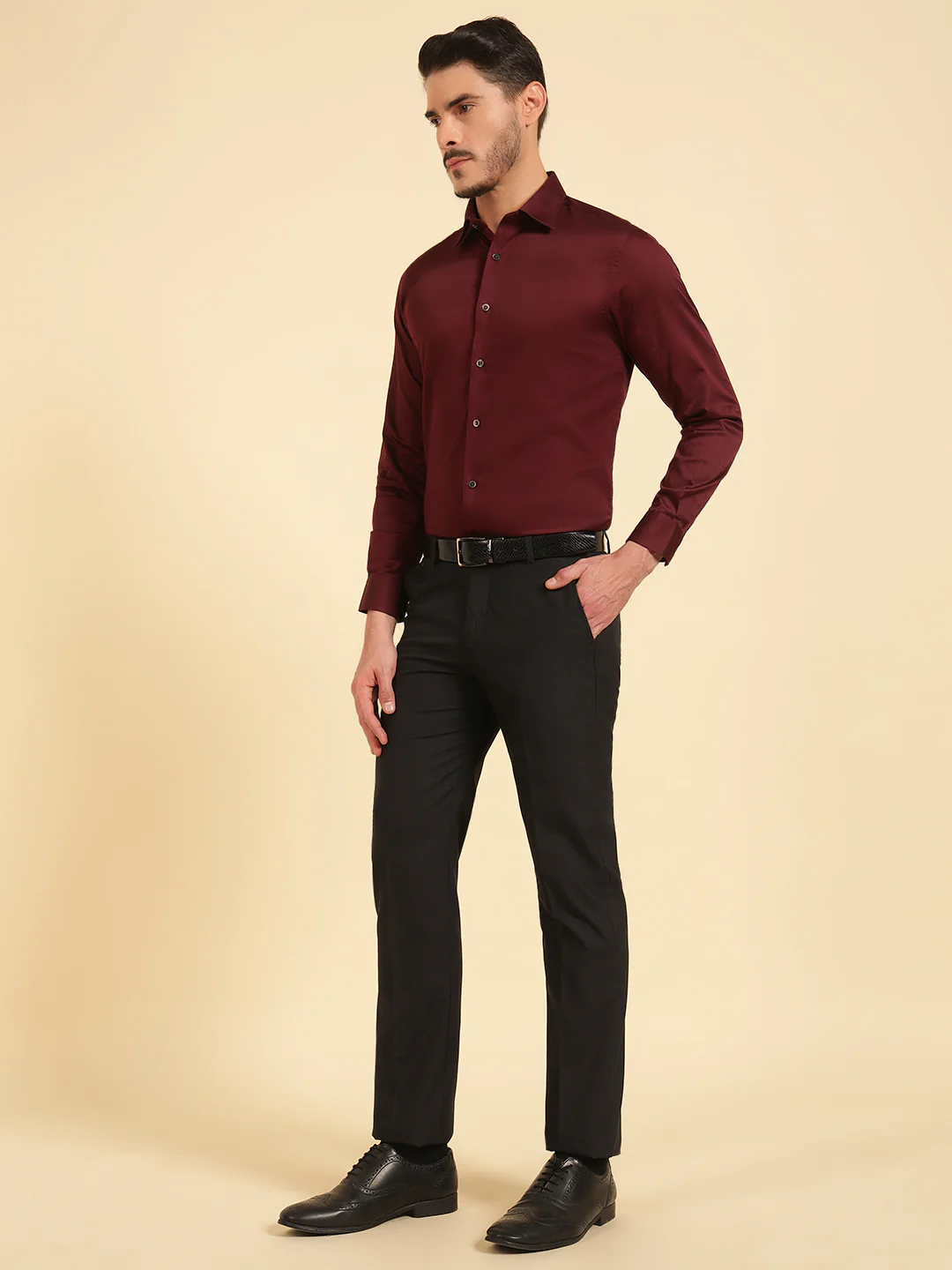 Formal Shirt for Men l Breathable & Soft with Color Fastness Regular Fit Spread Collar Neck Cotton Fabric Solid Pattern - Image 6