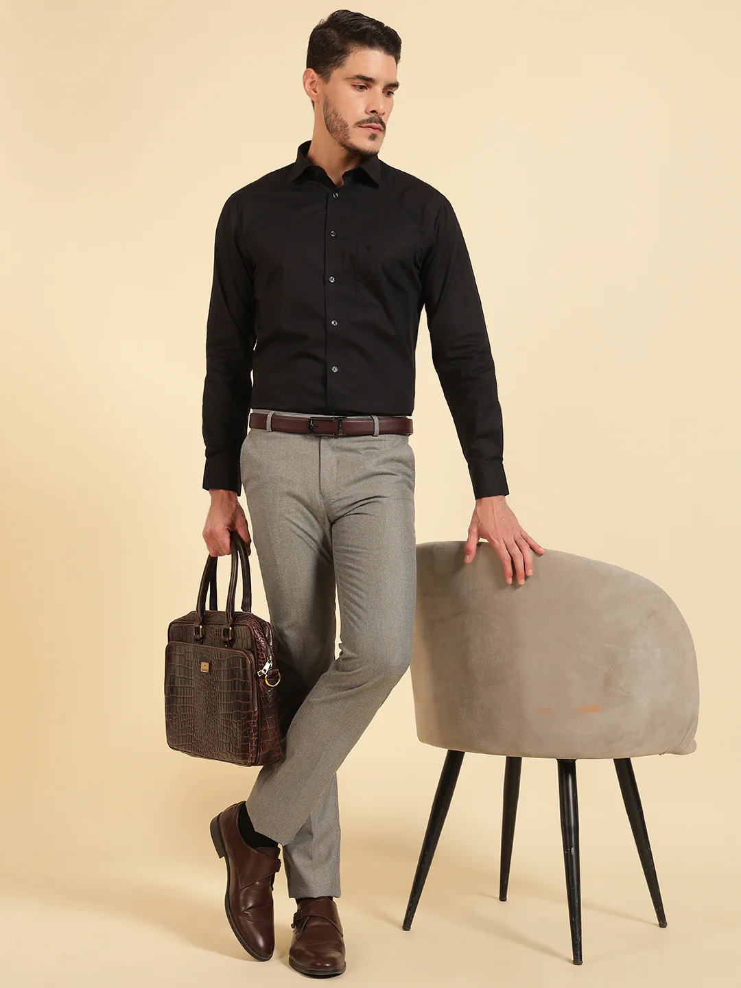 Formal Shirt for Men | Breathable & Soft with Color Fastness Regular Fit Cotton Fabric Solid Pattern - Image 9