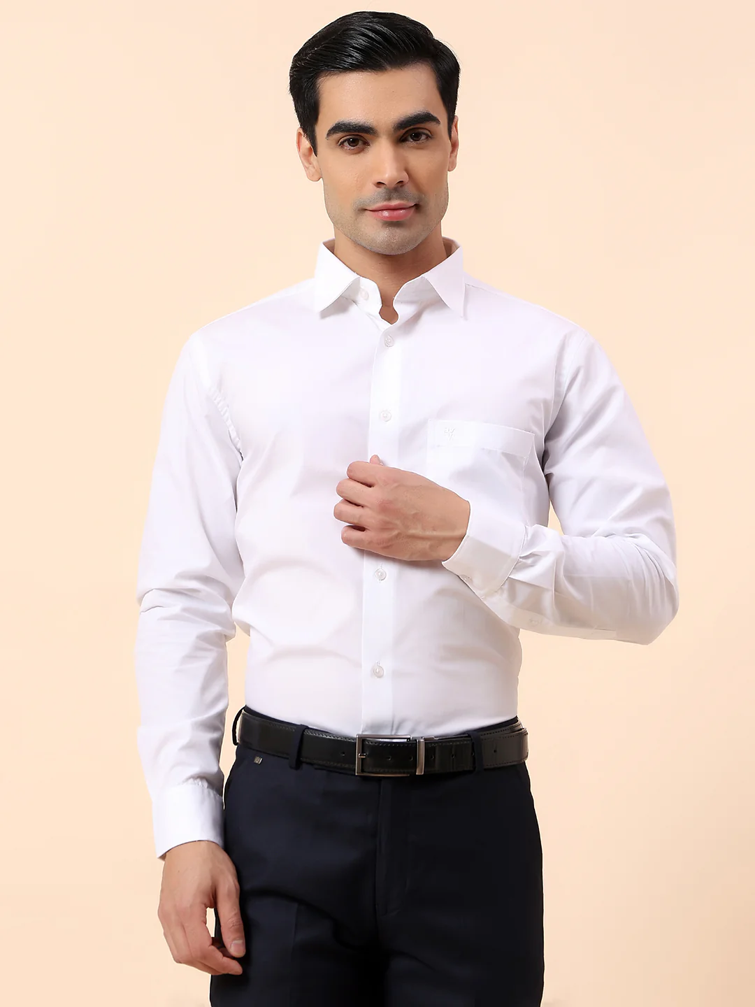 Formal Shirt for Men | Breathable & Soft with Color Fastness Regular Fit Spread Collar Cotton Blend Fabric Solid Pattern - Image 3