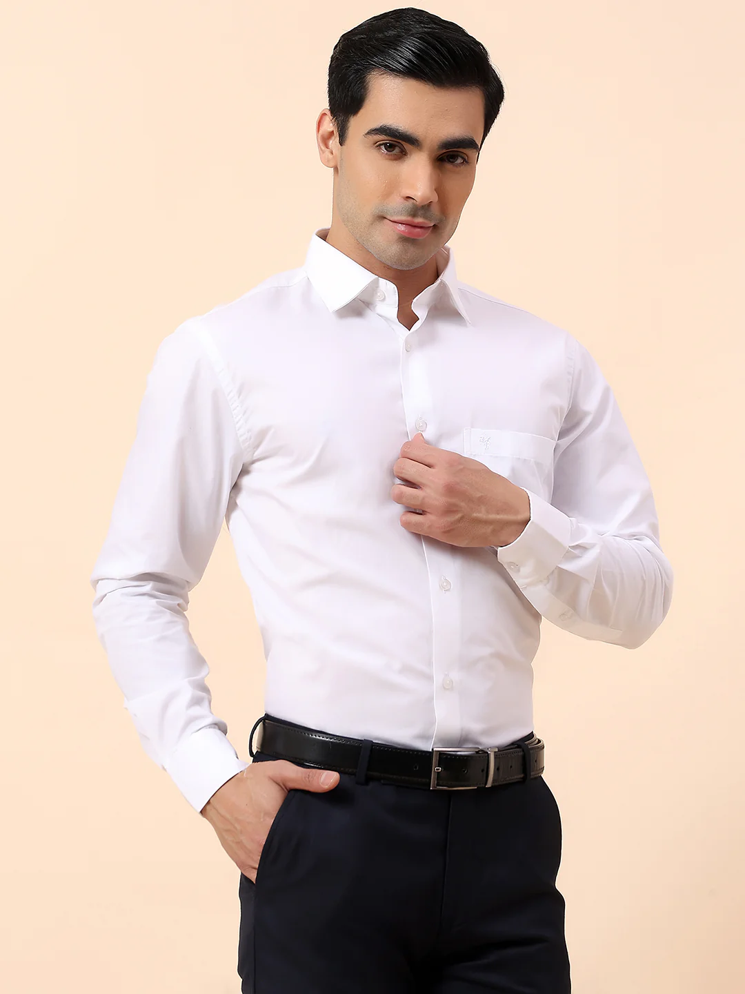 Formal Shirt for Men | Breathable & Soft with Color Fastness Regular Fit Spread Collar Cotton Blend Fabric Solid Pattern - Image 5
