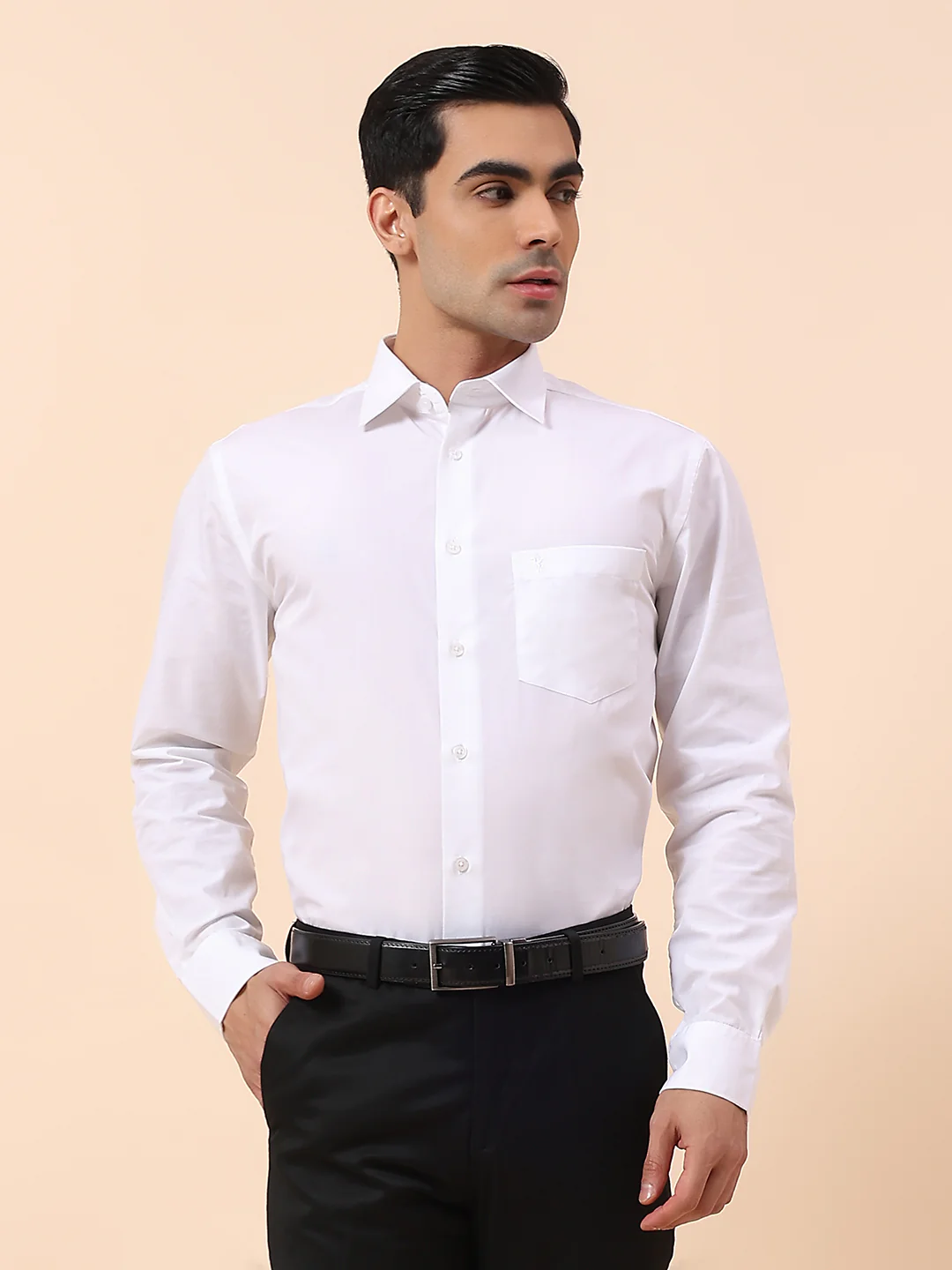 Formal Shirt for Men | Breathable & Soft with Color Fastness Regular Fit Spread Collar Cotton Blend Fabric Solid Pattern - Image 2
