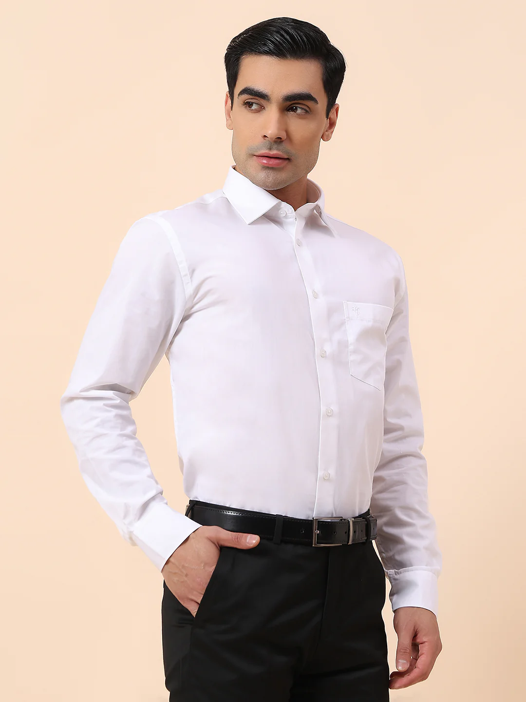 Formal Shirt for Men | Breathable & Soft with Color Fastness Regular Fit Spread Collar Cotton Blend Fabric Solid Pattern - Image 3