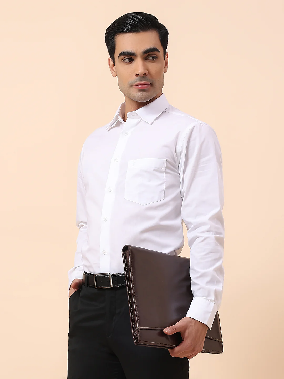 Formal Shirt for Men | Breathable & Soft with Color Fastness Regular Fit Spread Collar Cotton Blend Fabric Solid Pattern - Image 6