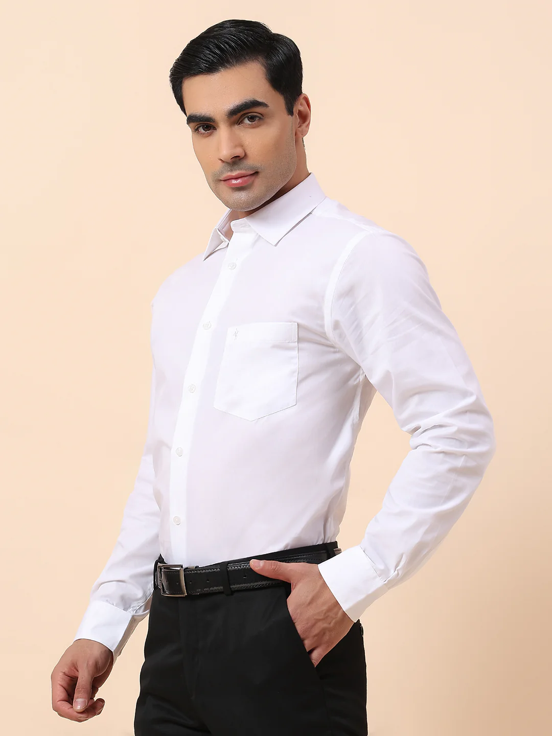 Formal Shirt for Men | Breathable & Soft with Color Fastness Regular Fit Spread Collar Cotton Blend Fabric Solid Pattern - Image 7