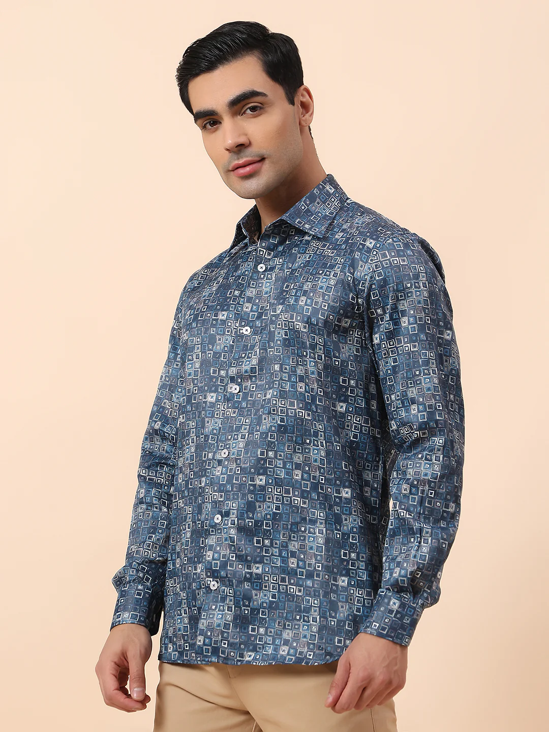 Formal Shirt for Men | Breathable & Soft with Color Fastness Regular Fit Spread Collar Cotton Fabric Printed Pattern - Image 4