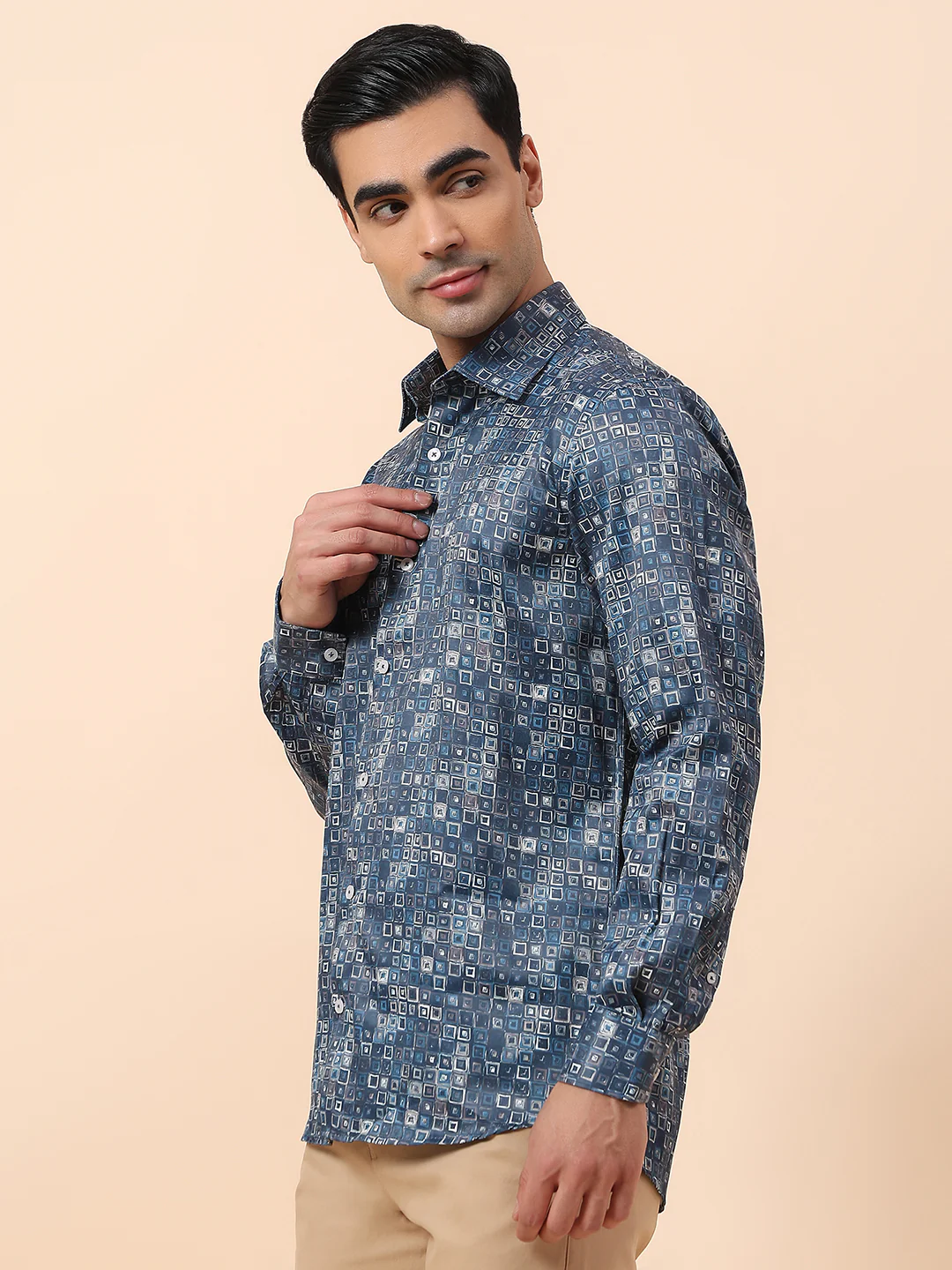 Formal Shirt for Men | Breathable & Soft with Color Fastness Regular Fit Spread Collar Cotton Fabric Printed Pattern - Image 5