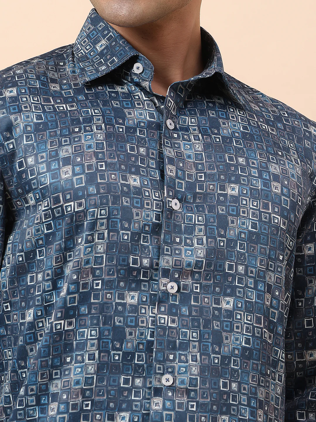 Formal Shirt for Men | Breathable & Soft with Color Fastness Regular Fit Spread Collar Cotton Fabric Printed Pattern - Image 7