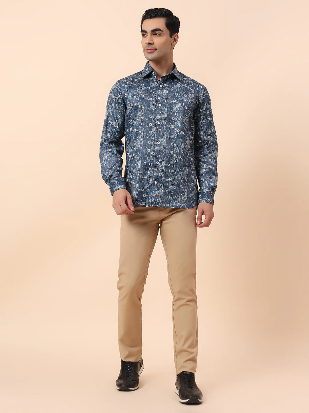 Formal Shirt for Men | Breathable & Soft with Color Fastness Regular Fit Spread Collar Cotton Fabric Printed Pattern - Image 8