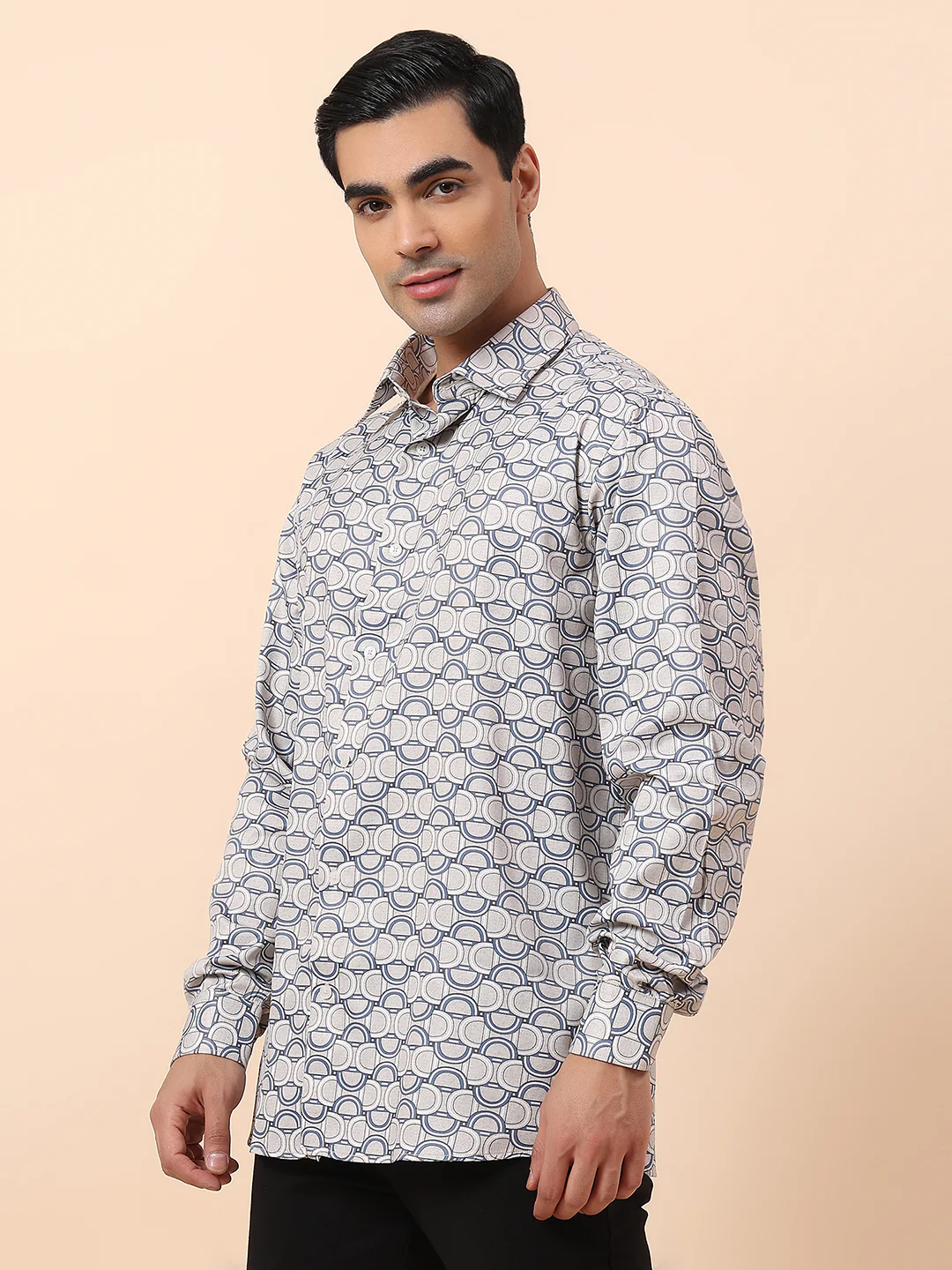 Formal Shirt for Men | Breathable & Soft with Color Fastness Regular Fit Spread Collar Cotton Fabric Printed Pattern - Image 3